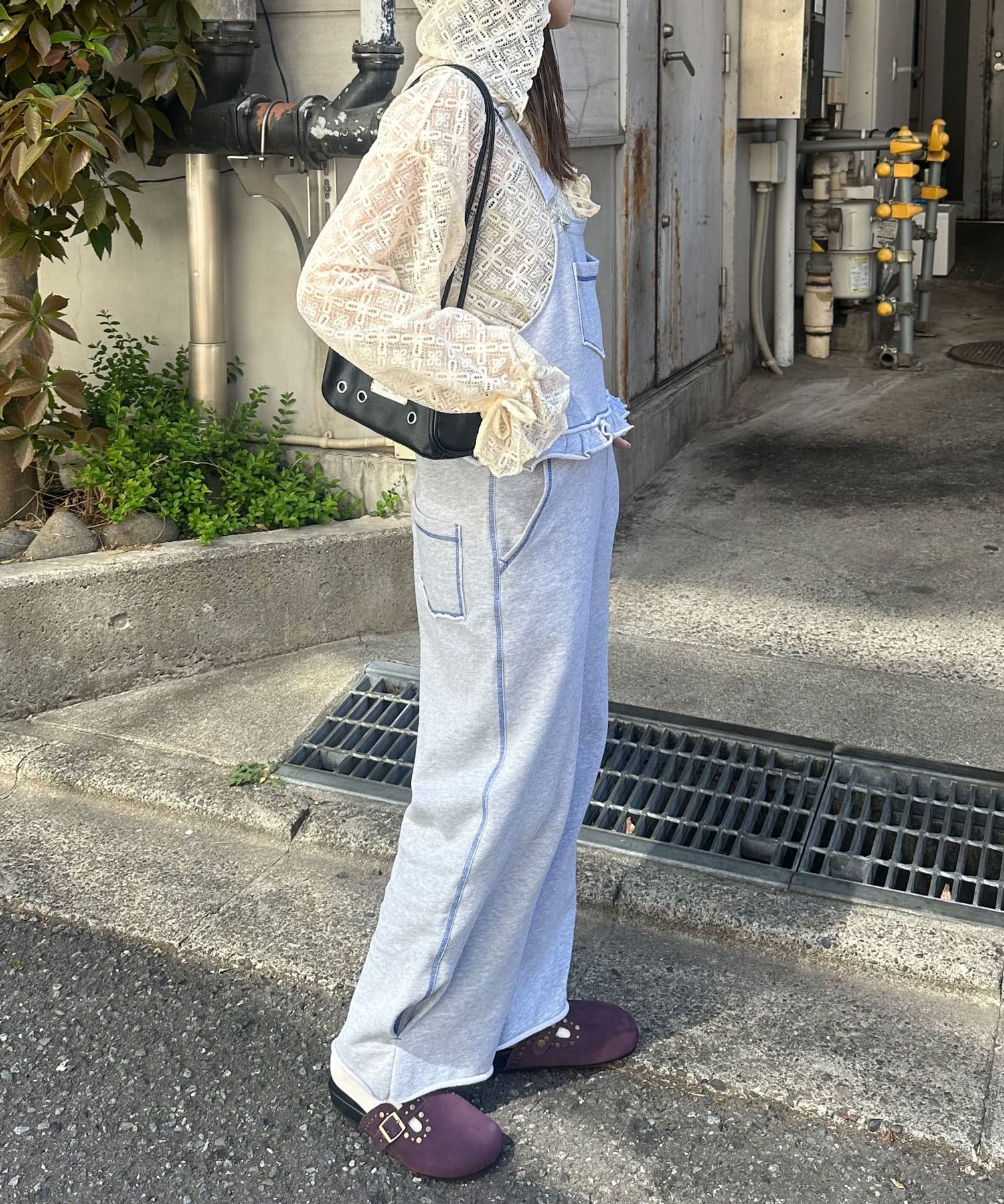 CIAOPANIC(チャオパニック) スウェットフリルサロペット