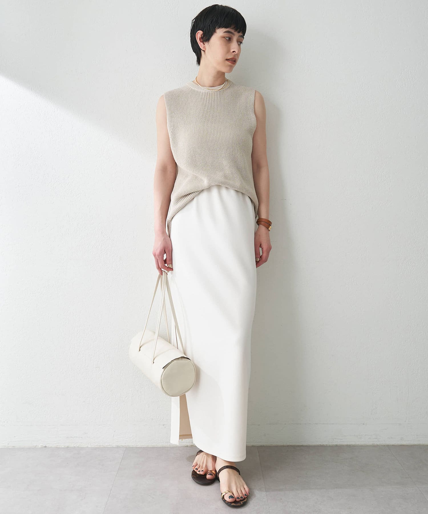 美品】Whim Gazette カットスカート ホワイトタイトスカート