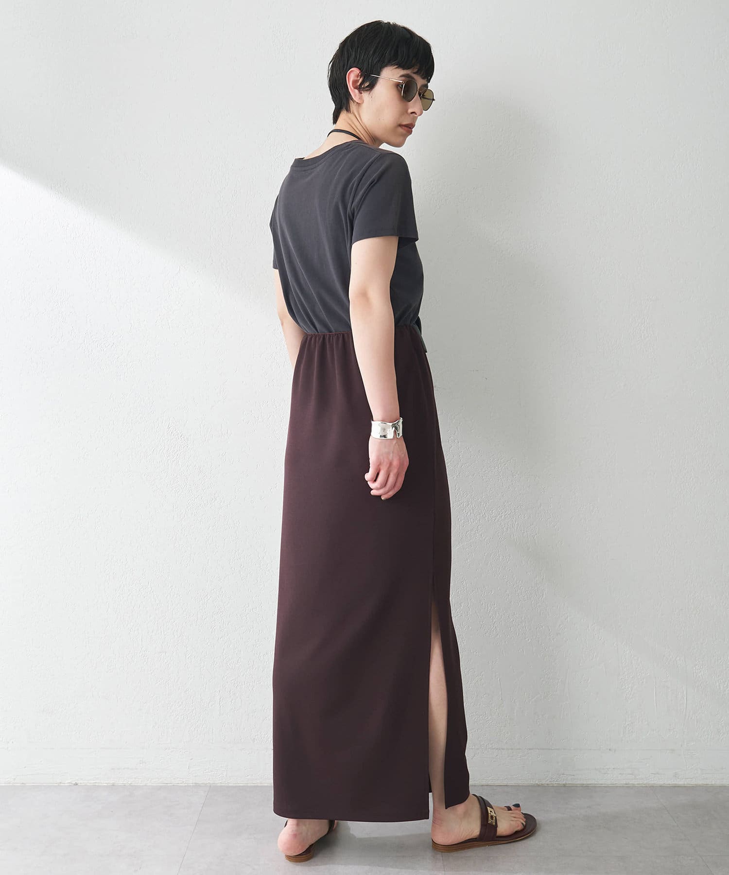 Whim Gazette(ウィム ガゼット) カットジョーゼットスリットスカート