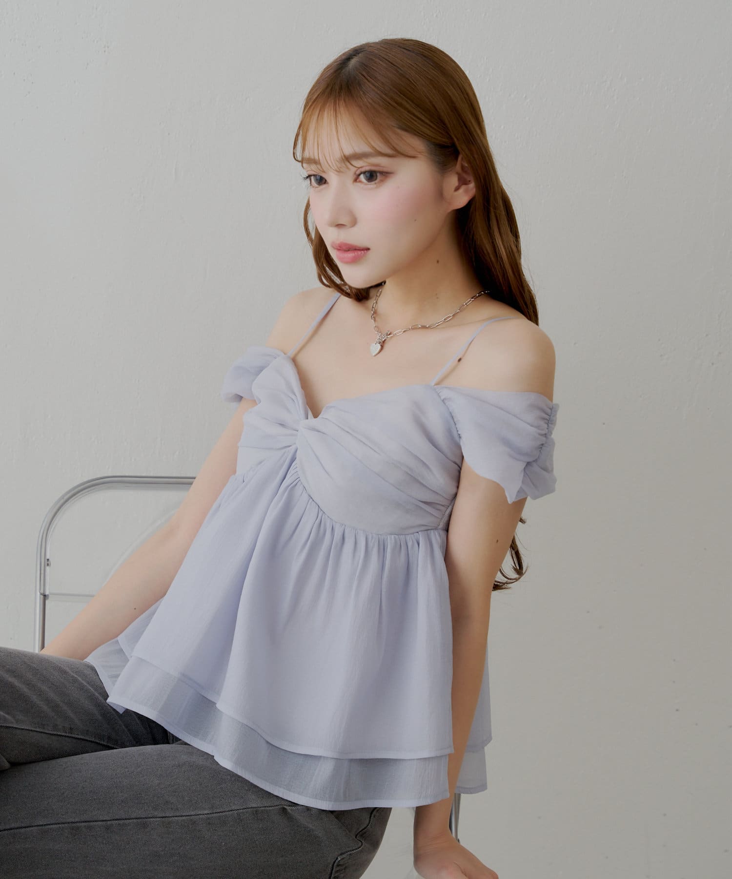 Chico(チコ) リボンデザインフレアオフショルブラウス