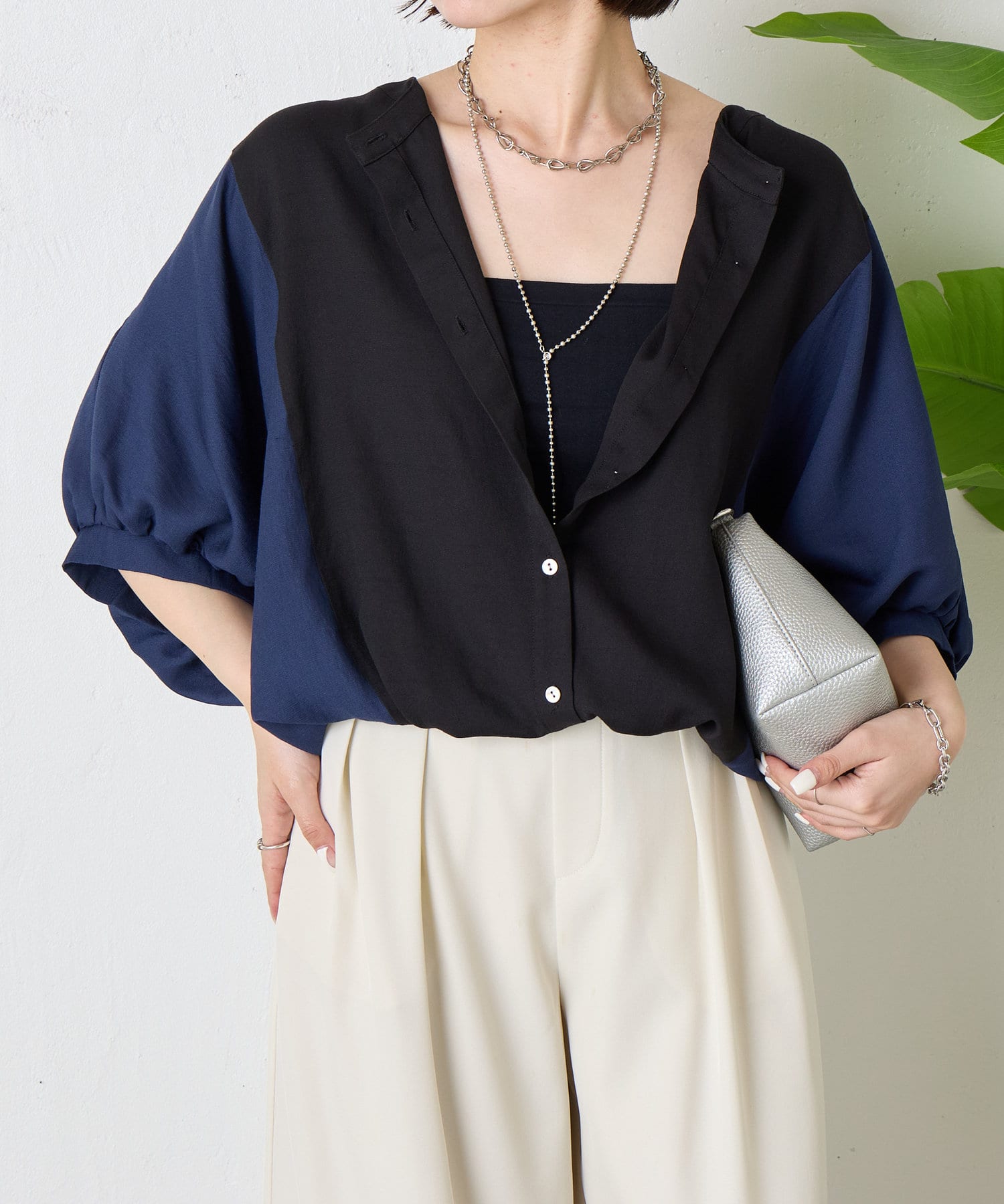 Jena　espace merveilleux(ジェナ　エスパスメルヴェイユ) リネンライク裾ドロストシャツ