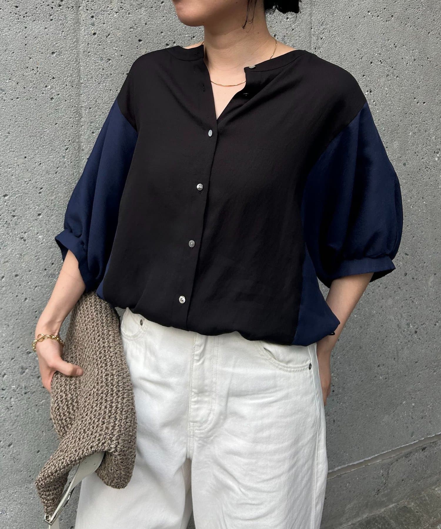 Jena　espace merveilleux(ジェナ　エスパスメルヴェイユ) リネンライク裾ドロストシャツ