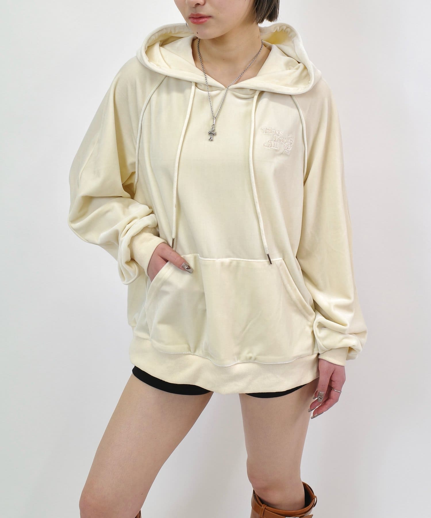 OUTLET(アウトレット) 【WHO'S WHO gallery】ESSYOU ベロアラグランパーカー