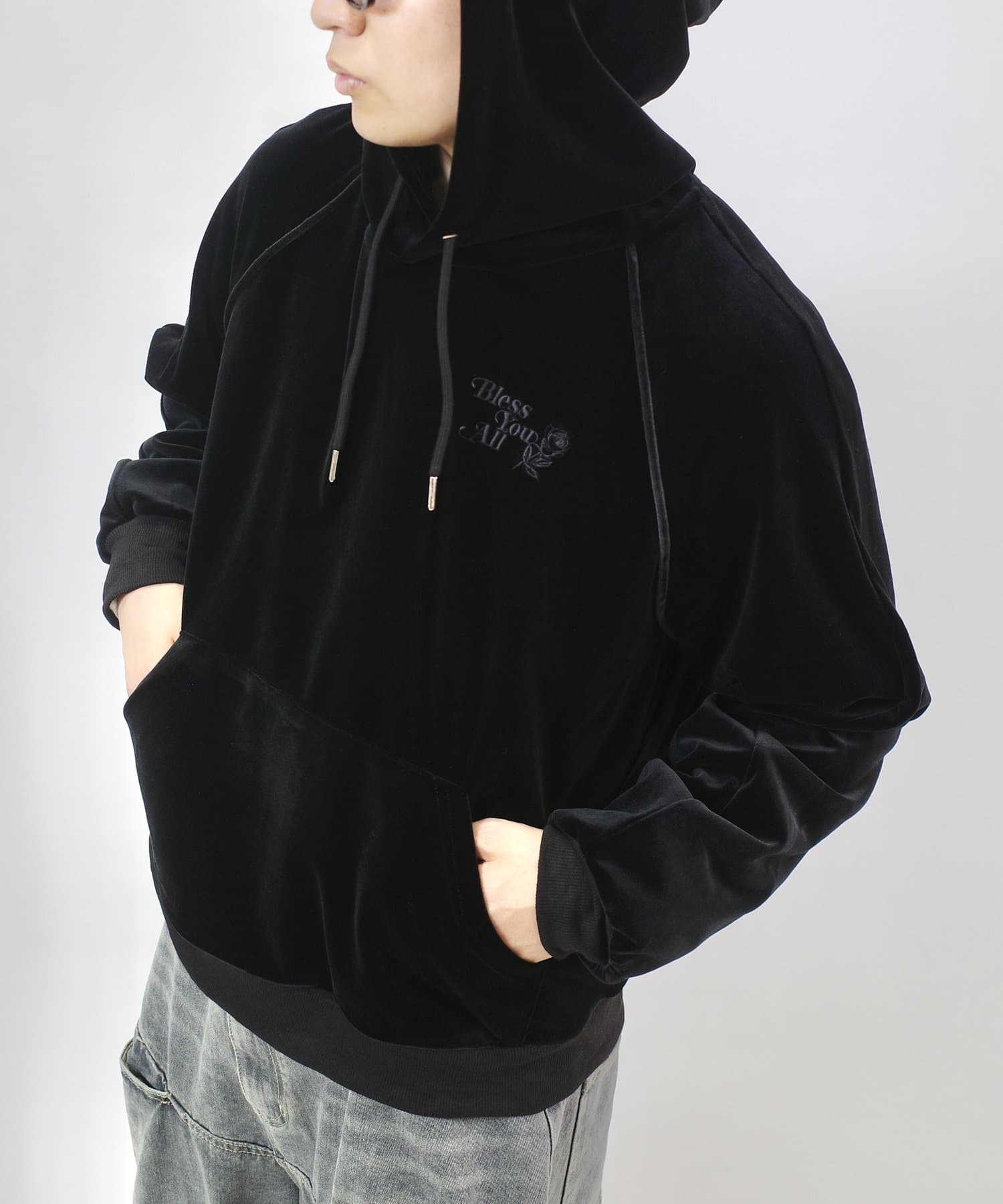 OUTLET(アウトレット) 【WHO'S WHO gallery】ESSYOU ベロアラグランパーカー