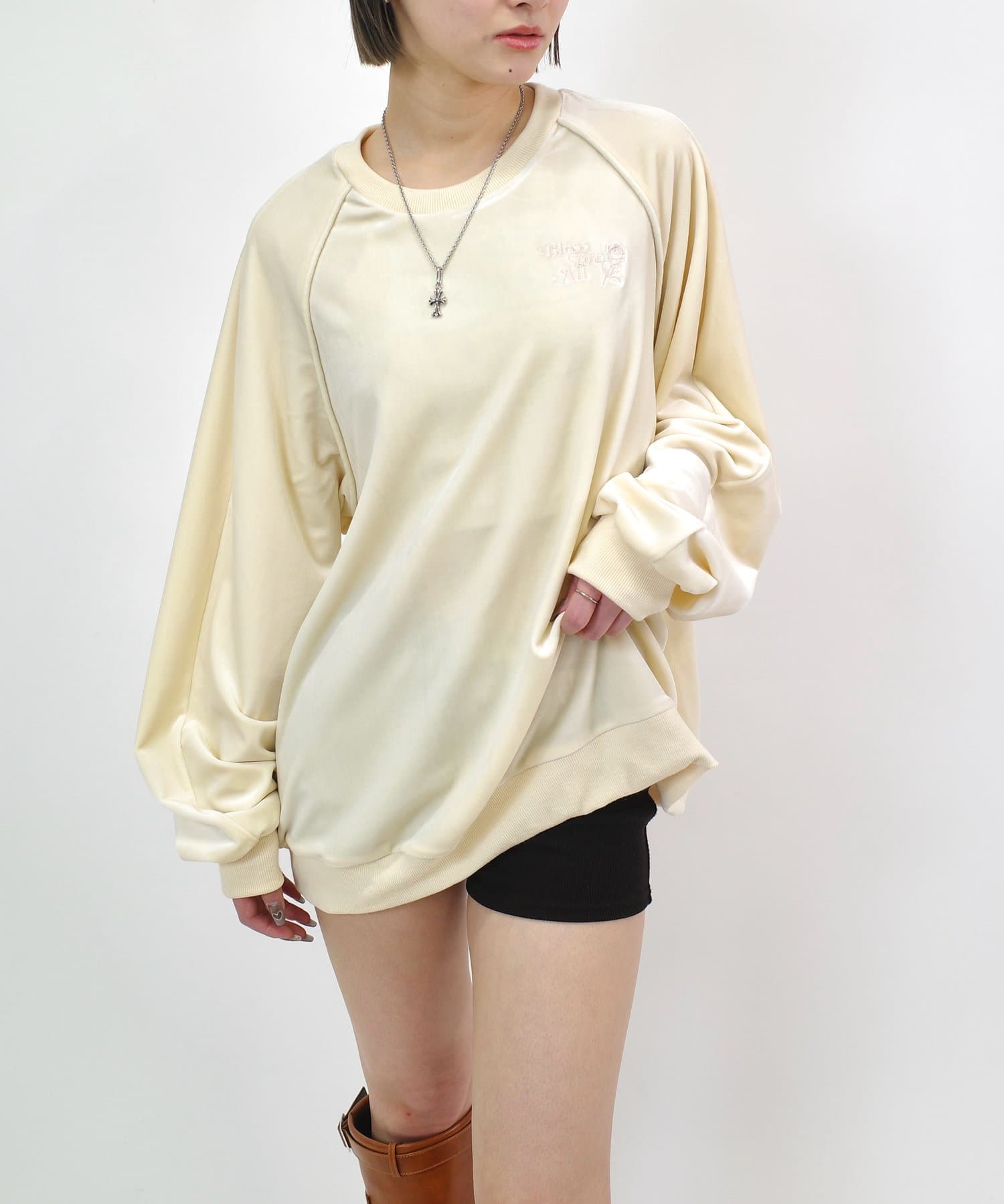 OUTLET(アウトレット) 【WHO'S WHO gallery】ESSYOU ベロアラグランクルー