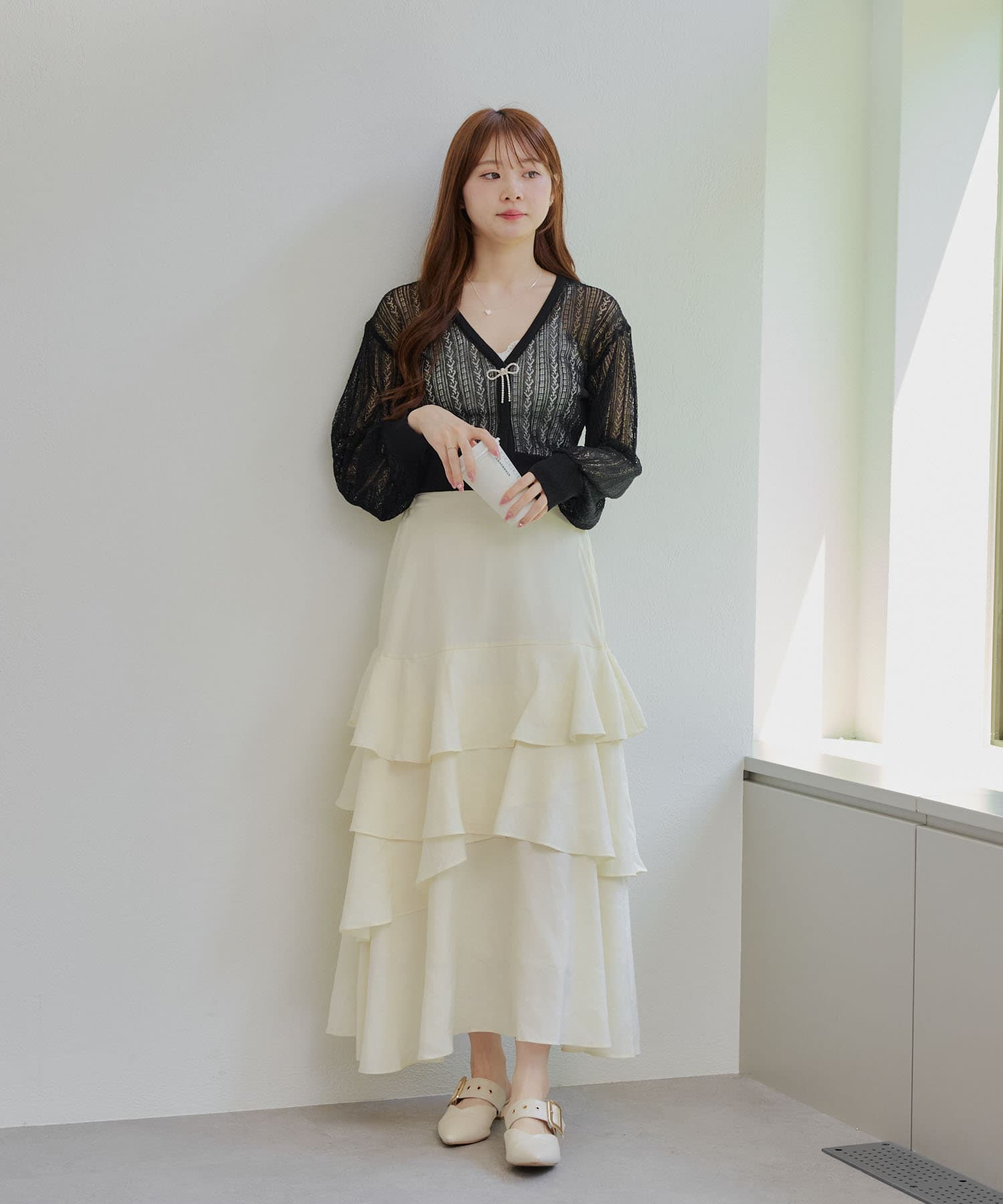 Remind me and forever(リマインドミーアンドフォーエバー) 【キラキラリボン付き】すかし編リボンカーデ