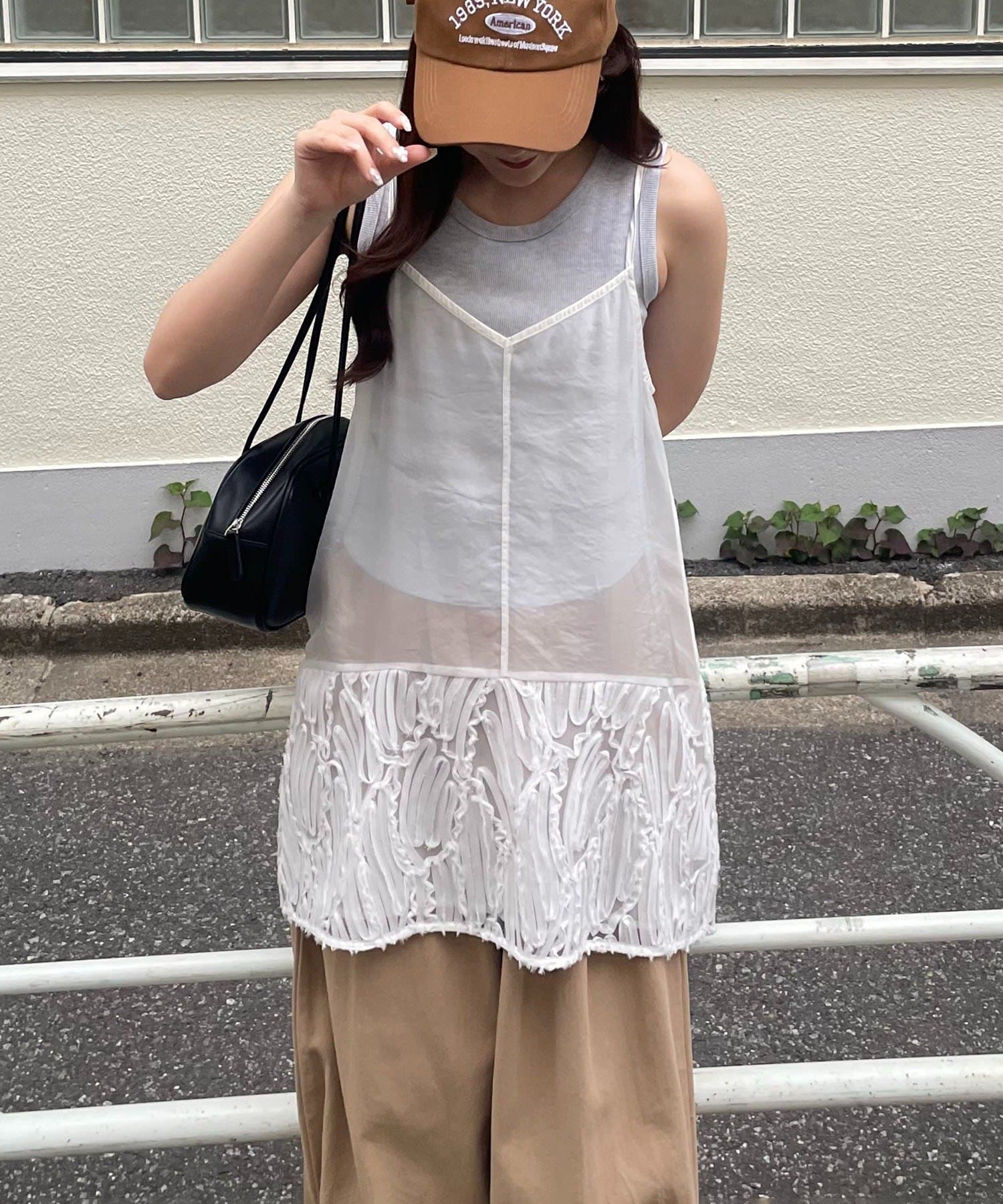 NUNIFE】レイヤードにおすすめ、2WAY立体チュールキャミワンピ