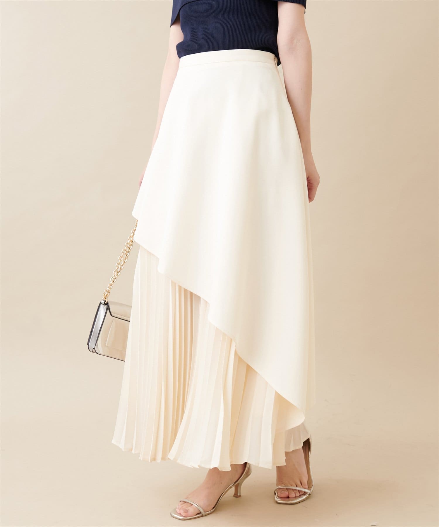 NICE CLAUP / OLIVE des OLIVE OUTLET(ナイスクラップ  / オリーブ デ オリーブ アウトレット) 【natural couture】＜otonanatu＞アシメプリーツスカート