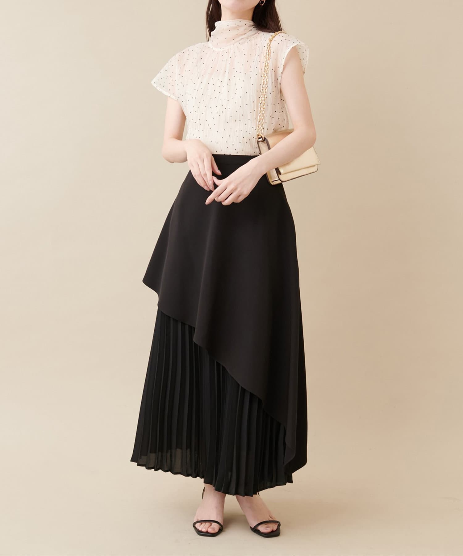 NICE CLAUP / OLIVE des OLIVE OUTLET(ナイスクラップ  / オリーブ デ オリーブ アウトレット) 【natural couture】＜otonanatu＞アシメプリーツスカート