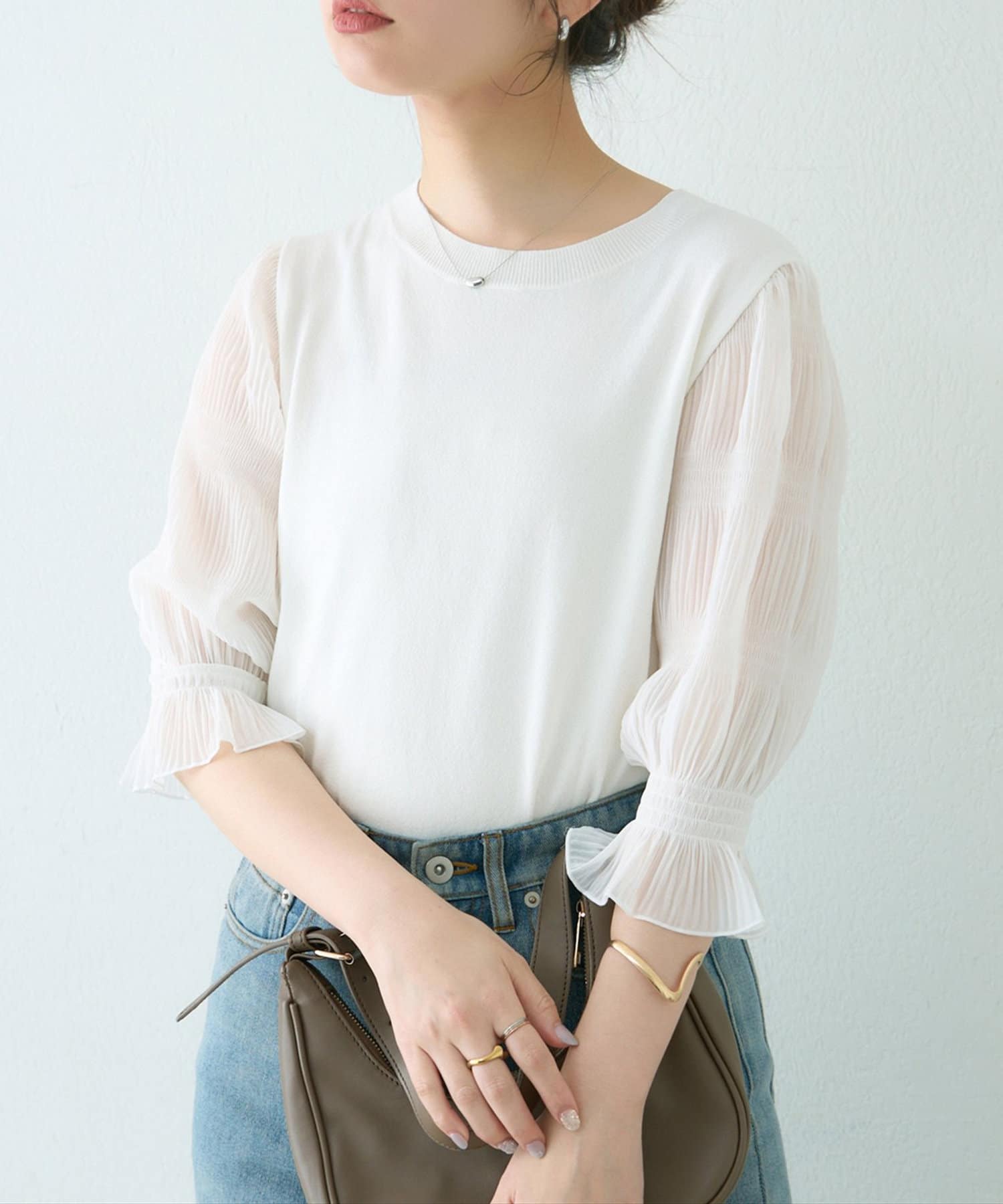 NICE CLAUP / OLIVE des OLIVE OUTLET(ナイスクラップ  / オリーブ デ オリーブ アウトレット) 【natural couture】マジョリカスリーブニットプルオーバー