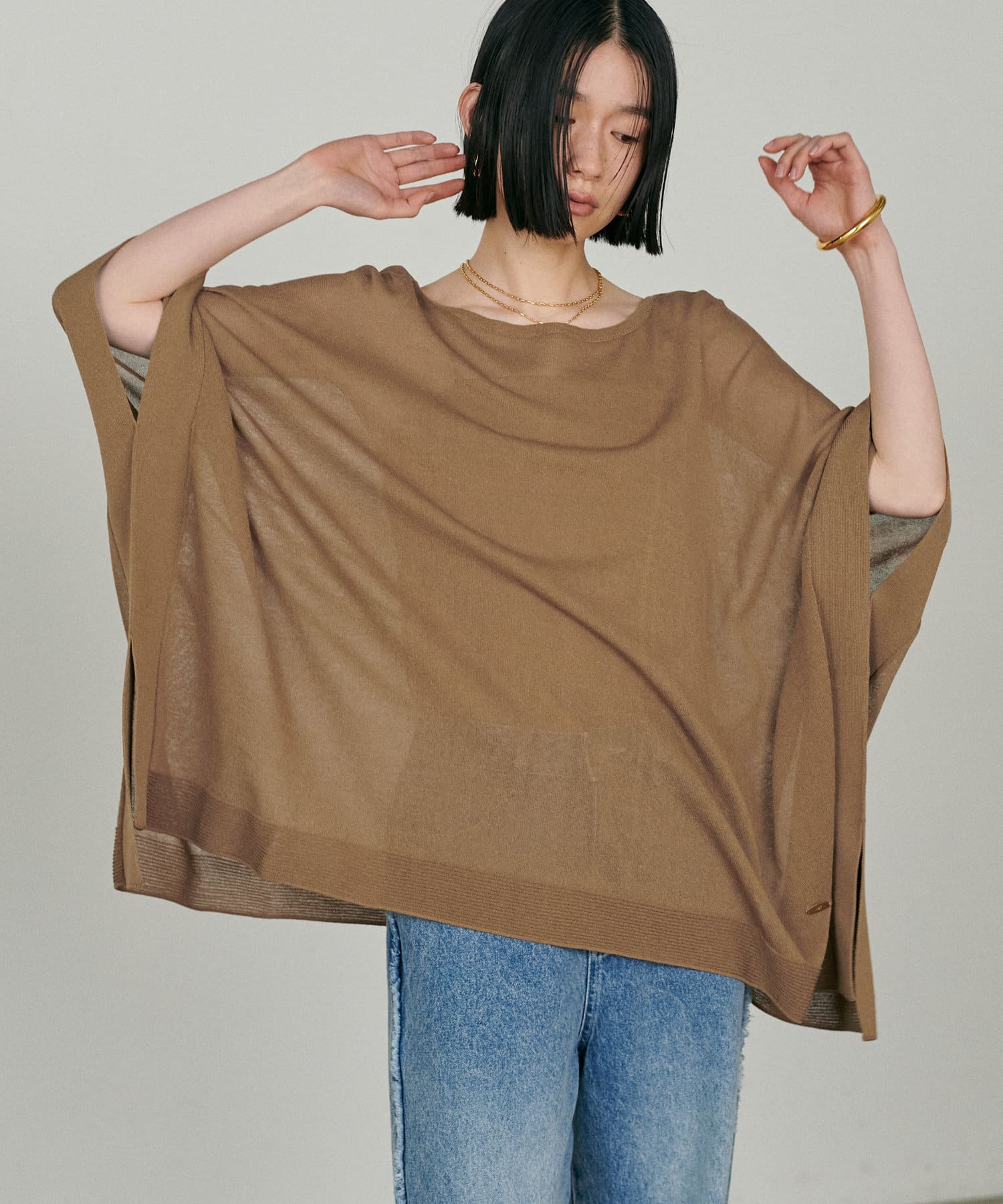 LARUTA(ラルータ) シアーポンチョニットプルオーバー