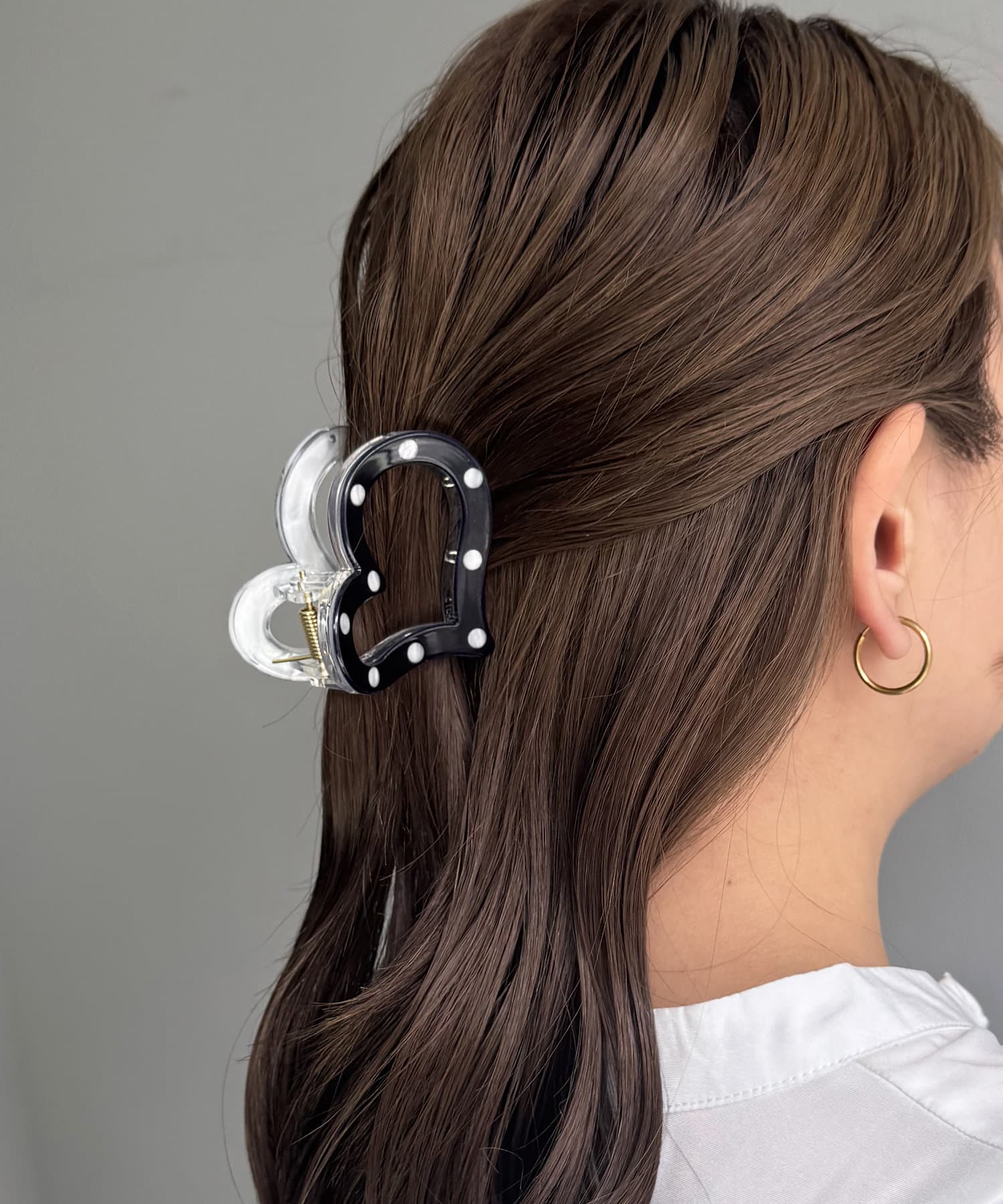ハートドットリボン&エンブレムヘアアクセ 2色 ハートドット柄リボンバレッタ | selectshop MAJOLIE
