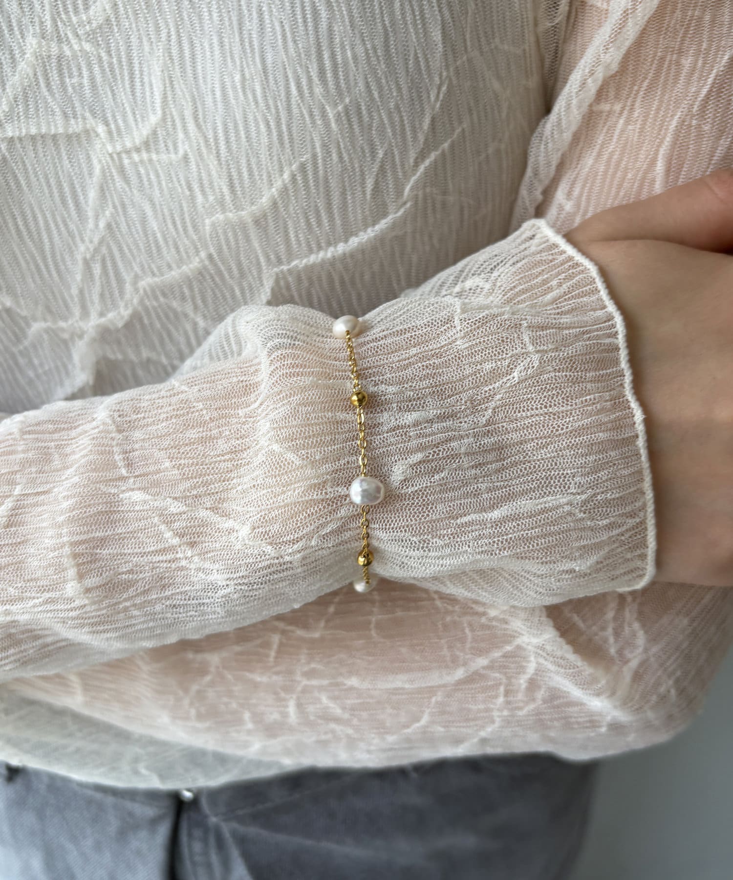 Lattice(ラティス) ＜ステンレス＞淡水パールブレスレット