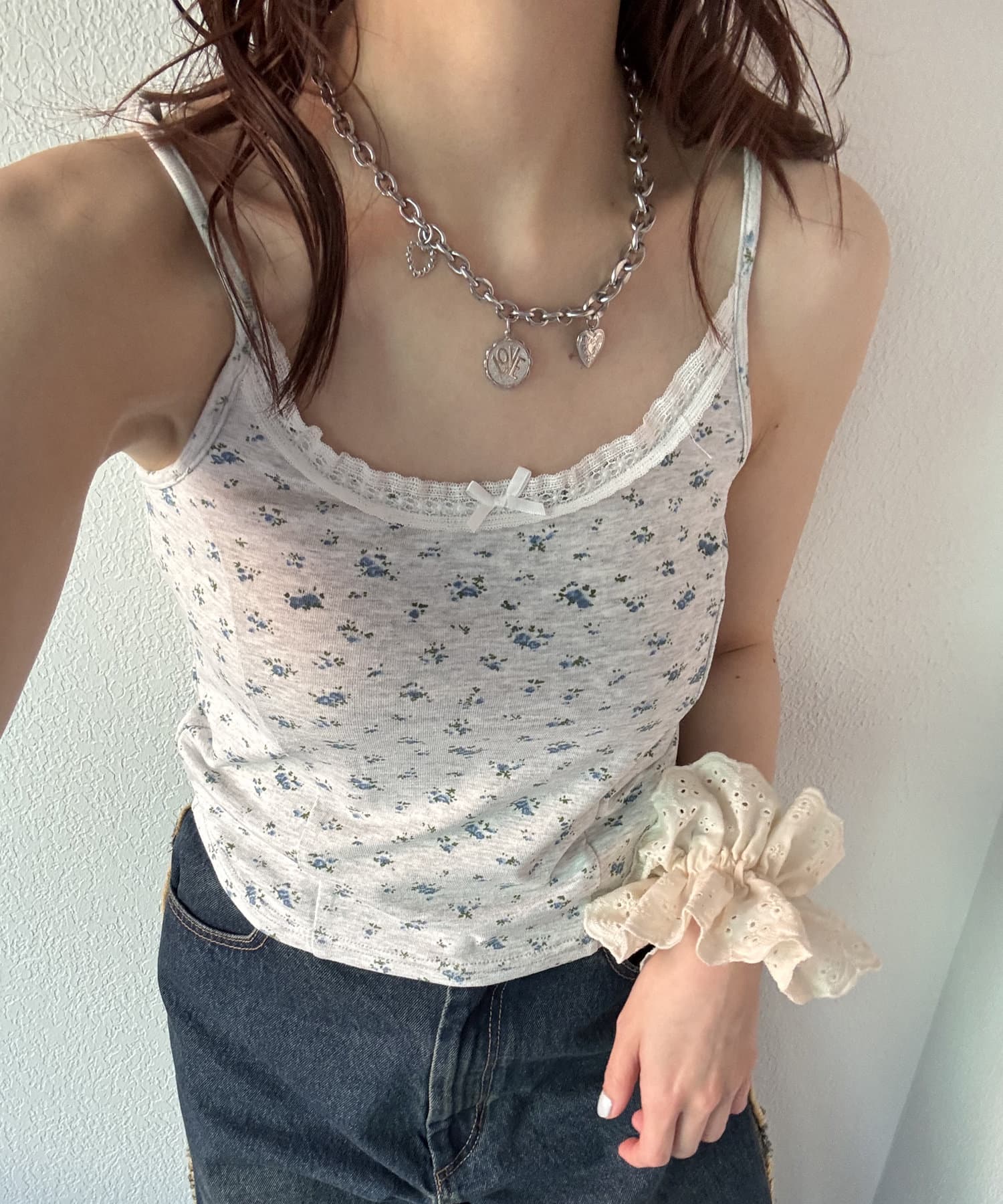 w closet(ダブルクローゼット) 小花レースキャミ