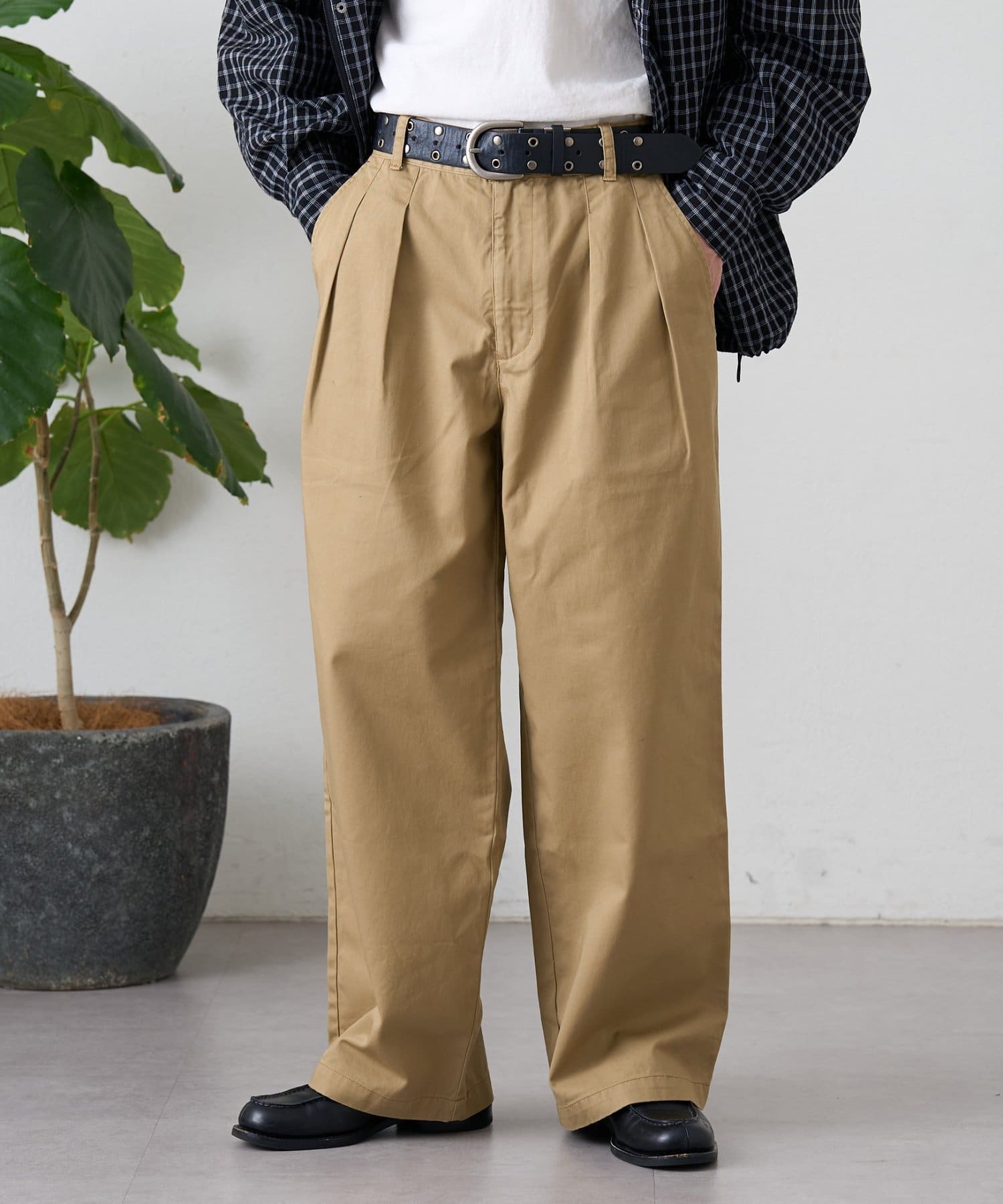 CIAOPANIC TYPY(チャオパニックティピー) 【ユニセックス】接触冷感2タックデニムワイドスラックス