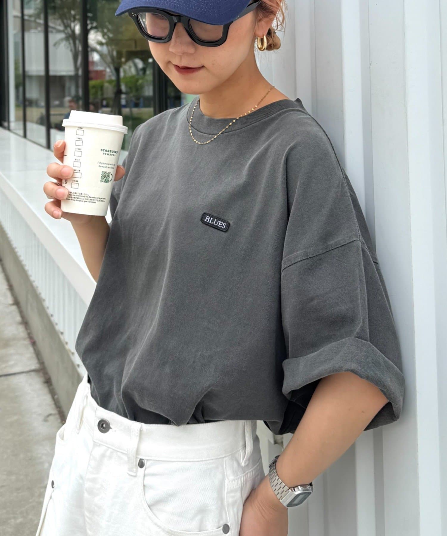 CIAOPANIC TYPY(チャオパニックティピー) 【ユニセックス】オーバーダイボックスロゴステッチTee