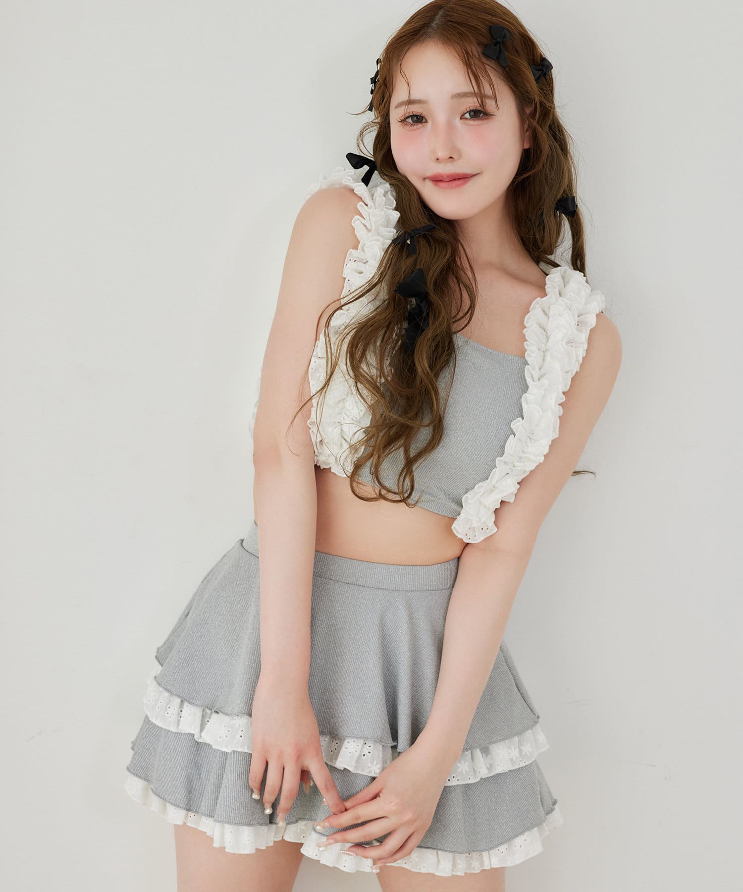 one after another NICE CLAUP(ワンアフターアナザー ナイスクラップ) swimwear/綿レースフリル(3点セット)