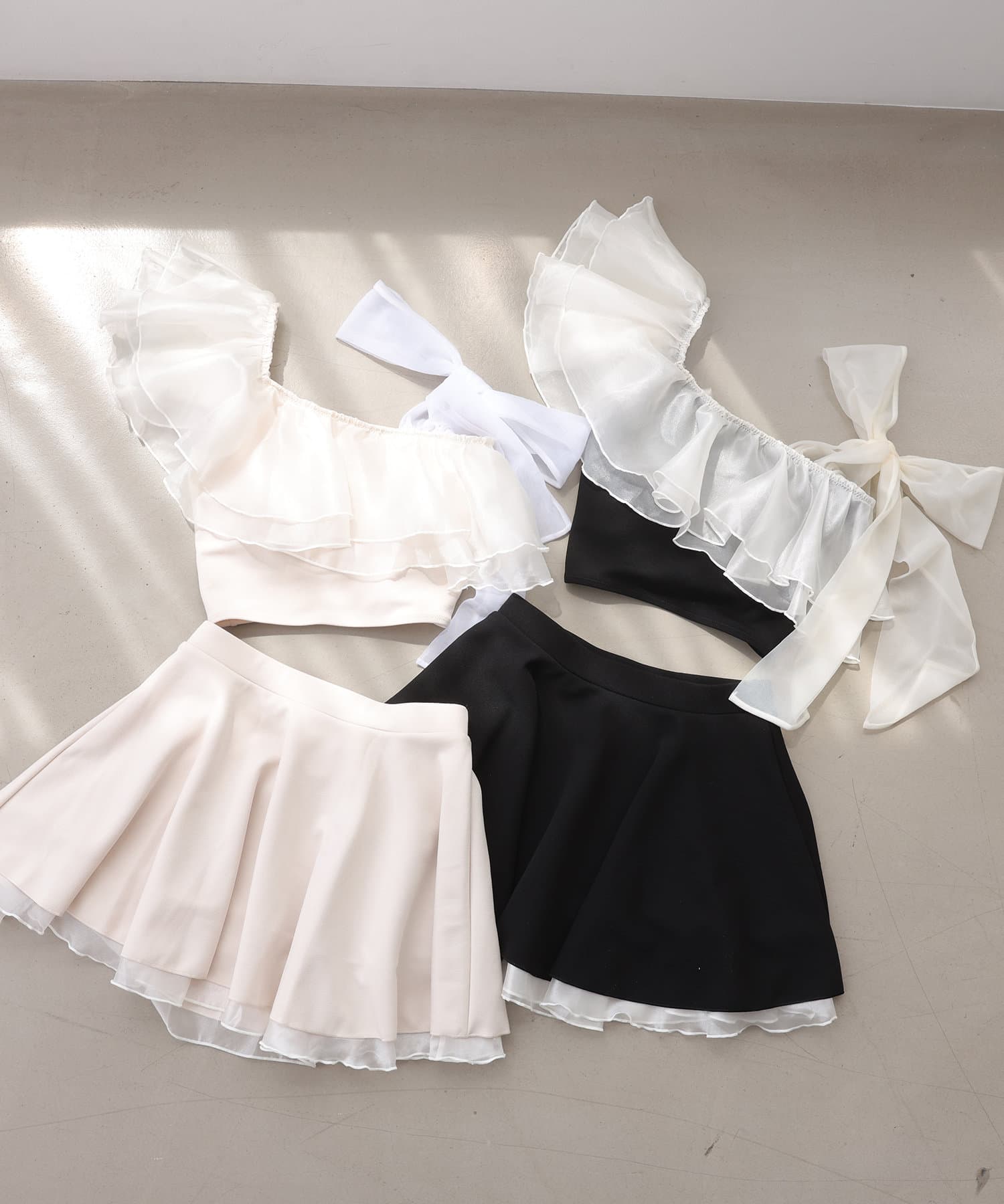 one after another NICE CLAUP(ワンアフターアナザー ナイスクラップ) swimwear/肩リボンワンショル(3点セット)