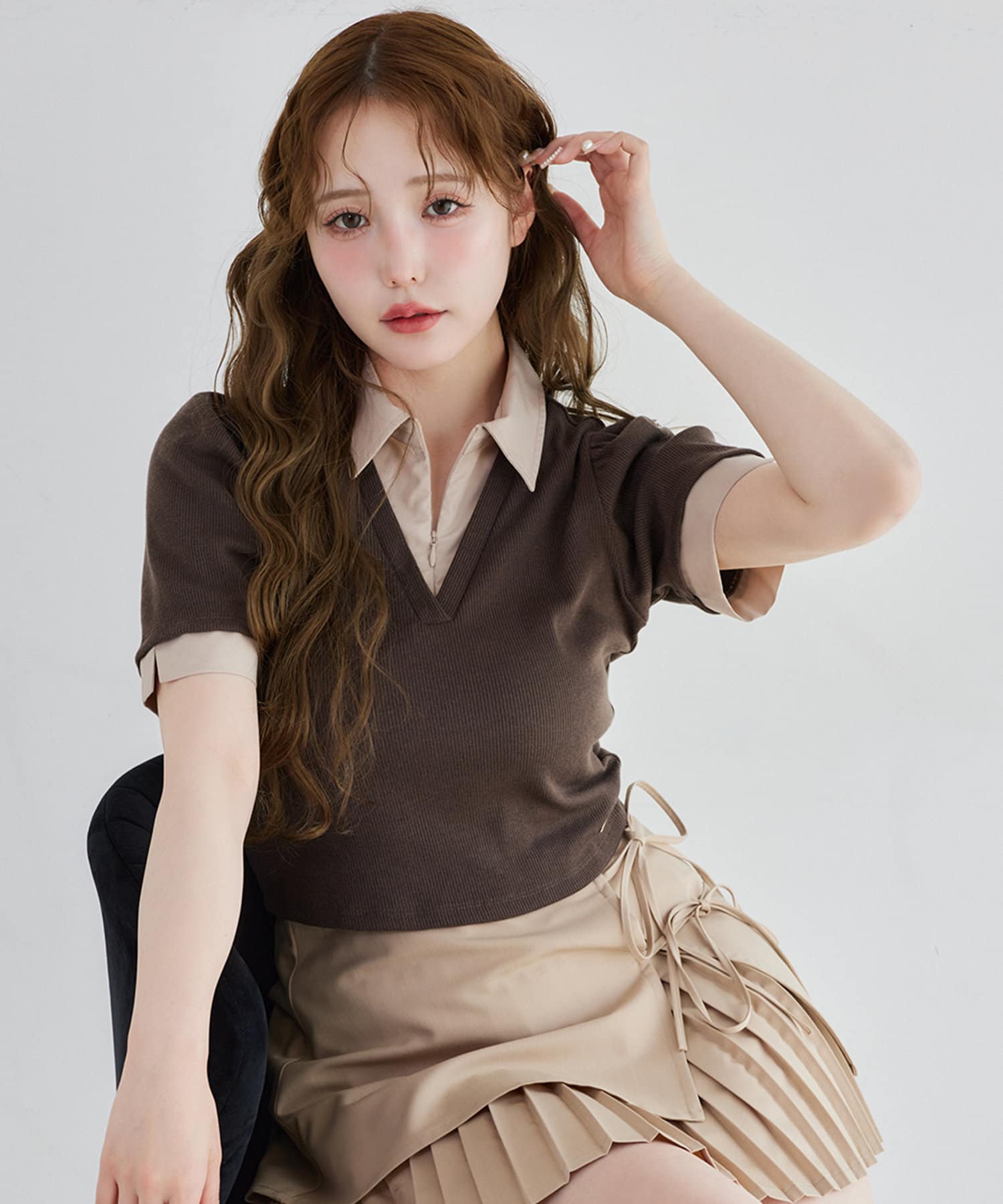最新入荷 newシャツレイヤードトップス | CLAUP NICE another after one トップス