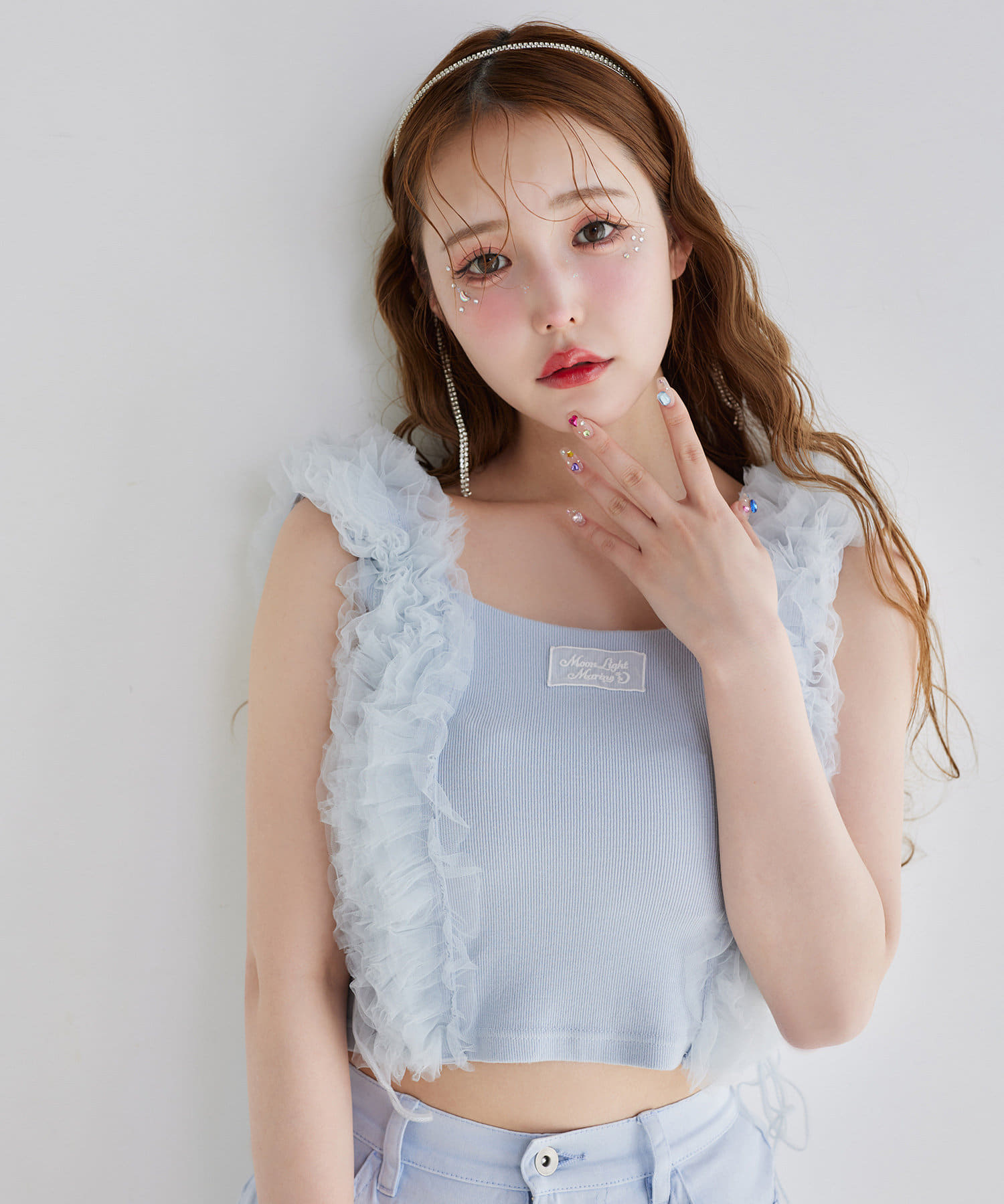 one after another NICE CLAUP(ワンアフターアナザー ナイスクラップ) 【moon light marine collection】チュールフリルタンク