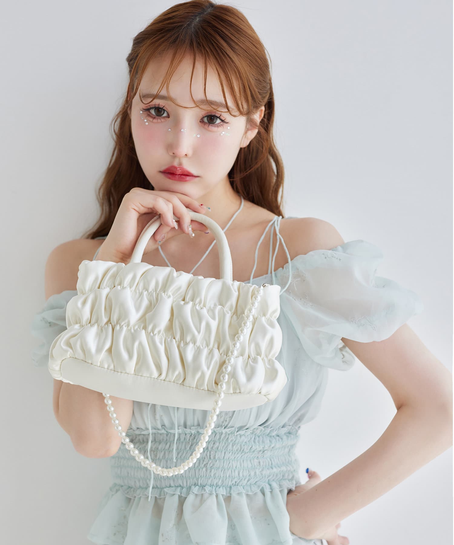 one after another NICE CLAUP(ワンアフターアナザー ナイスクラップ) 【moon light marine collection】ギャザーバッグ