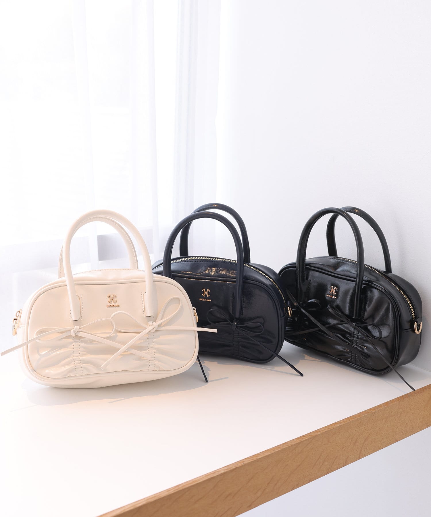 one after another NICE CLAUP(ワンアフターアナザー ナイスクラップ) リボンシャーリングショルダーバッグ