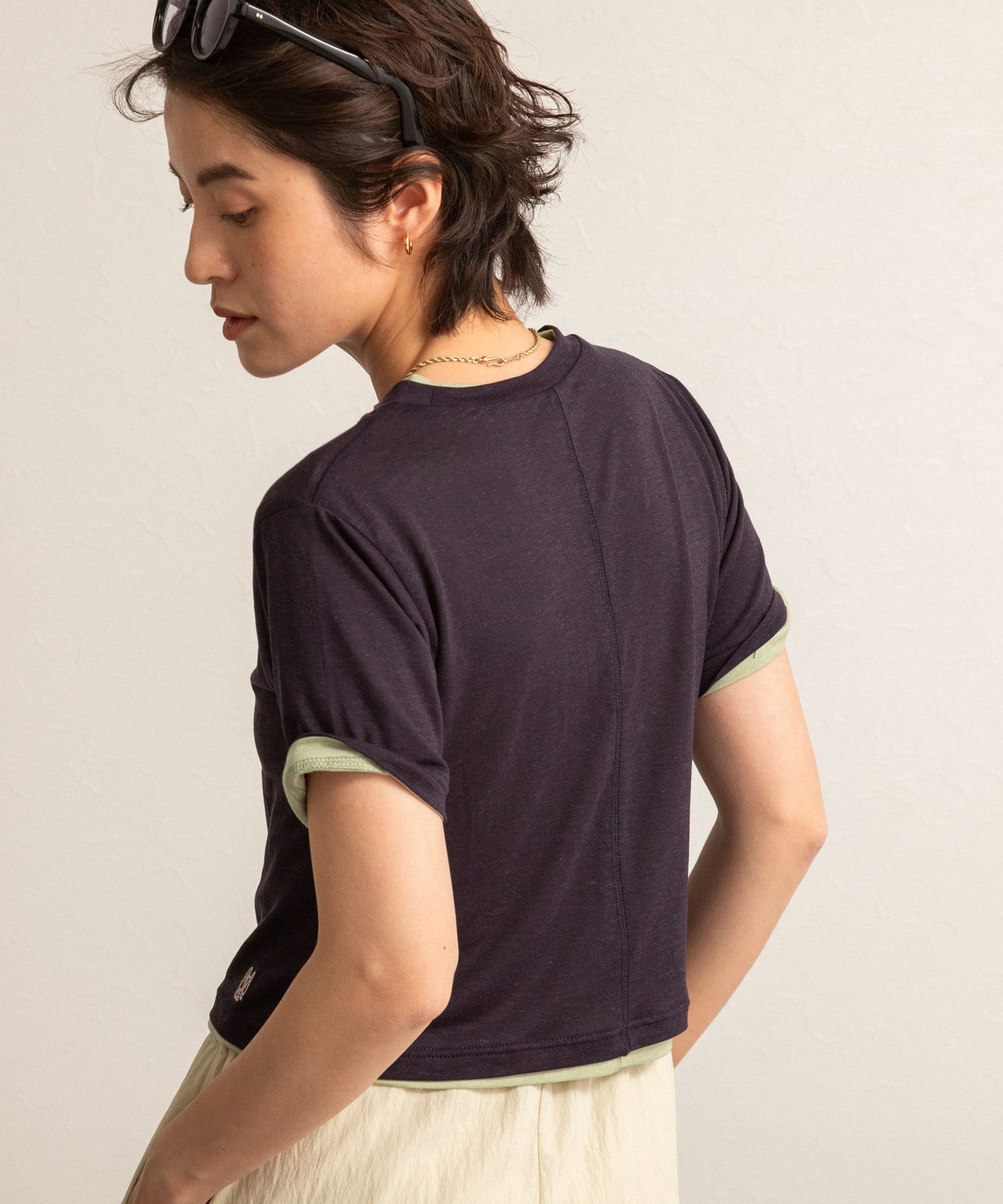 ◇25SS◇MAQWEL【WEB限定】◆Point・ソフトタッチな肌触りで着心地の良いカットソーTシャツ・表情のあるスラブ天竺、程よい透け感でトレンド感のある、大人が取り入れやすいシアートップス・ボト