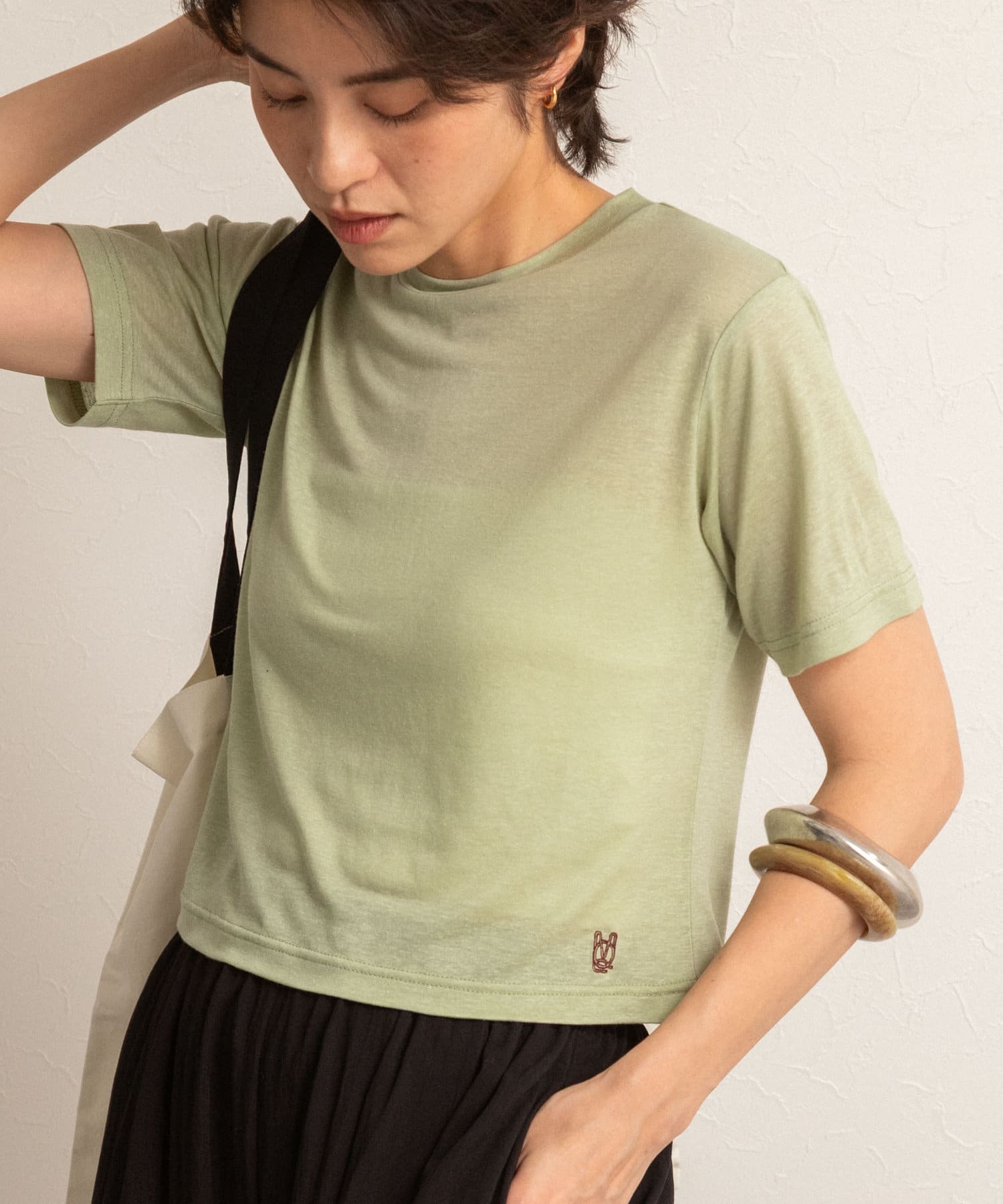 ◇25SS◇MAQWEL【WEB限定】◆Point・ソフトタッチな肌触りで着心地の良いカットソーTシャツ・表情のあるスラブ天竺、程よい透け感でトレンド感のある、大人が取り入れやすいシアートップス・ボト