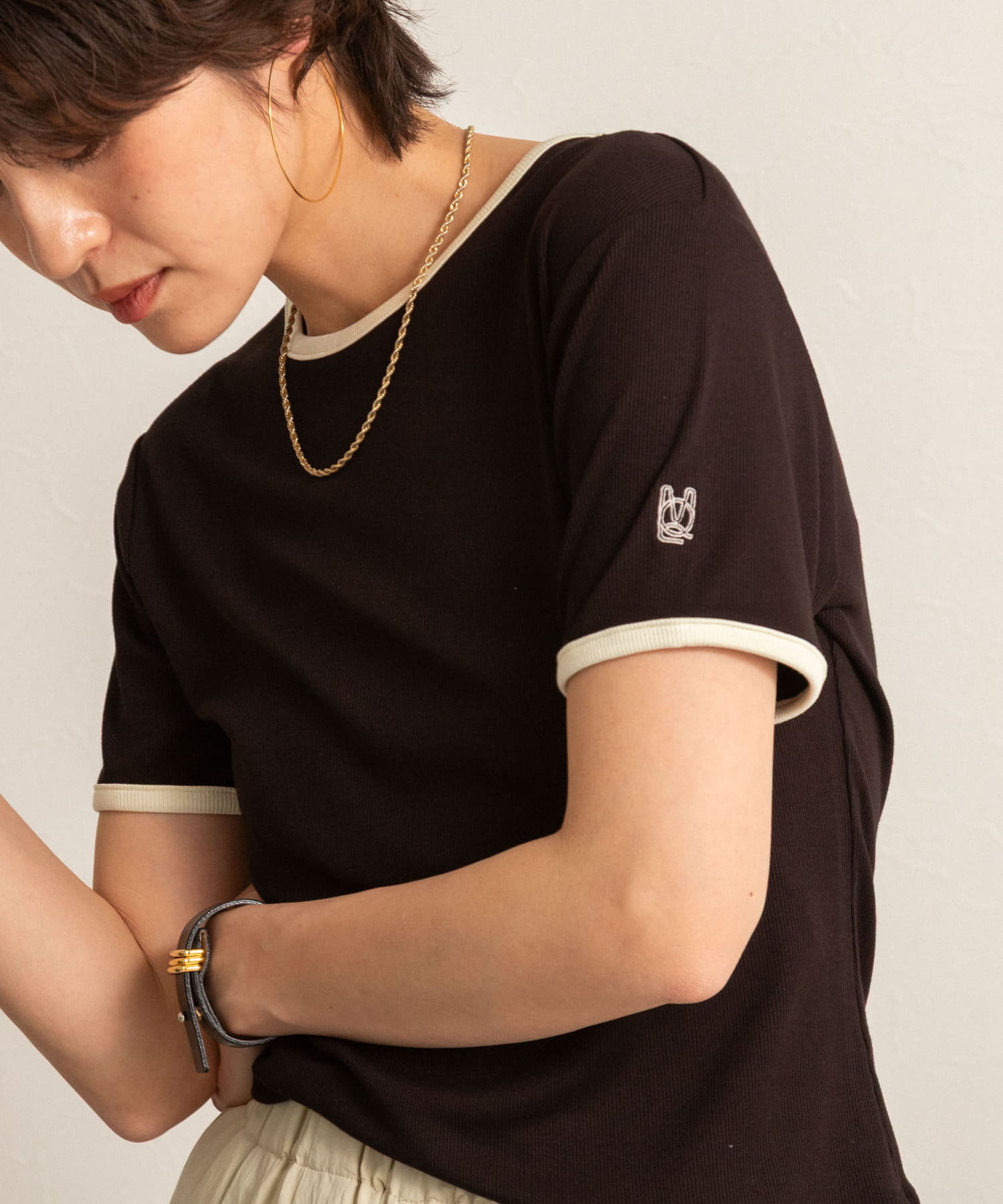 NOLLEY'S(ノーリーズ) 【MAQWEL/マクウェル】リンガーリブ半袖Tシャツ