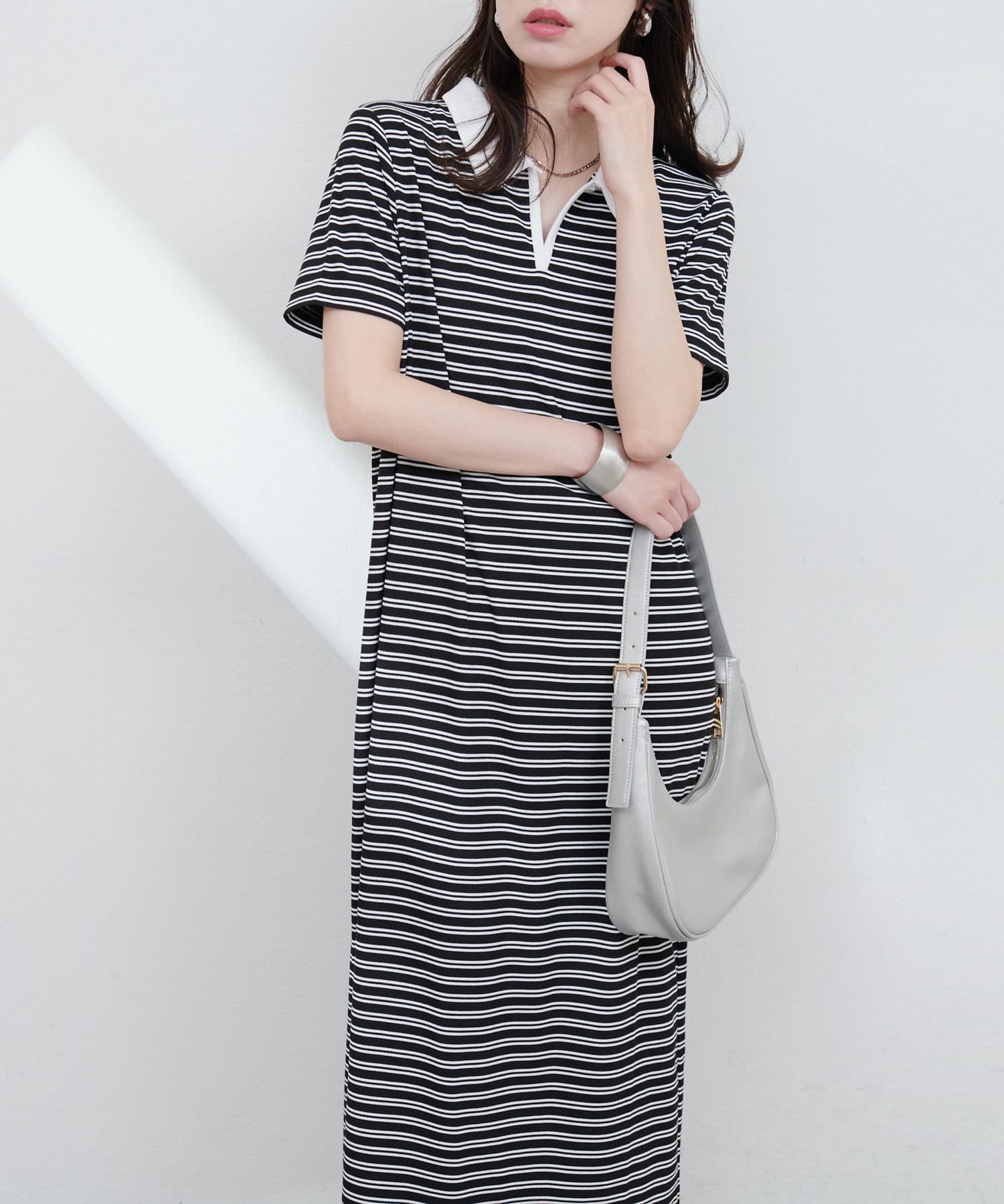 natural couture(ナチュラルクチュール) 【WEB限定】配色スキッパーカットソーワンピース