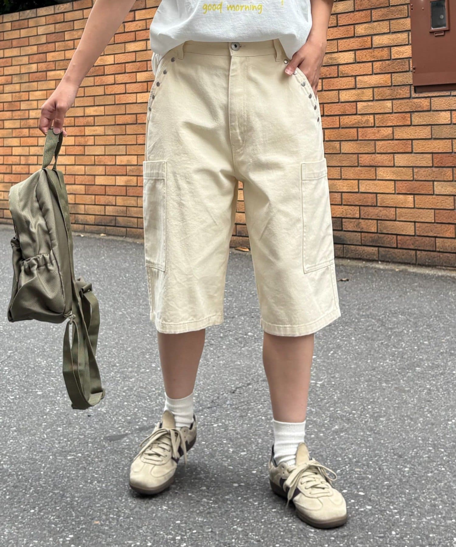 CIAOPANIC TYPY(チャオパニックティピー) 【UNISEX】ハーフスタッズカーゴパンツ