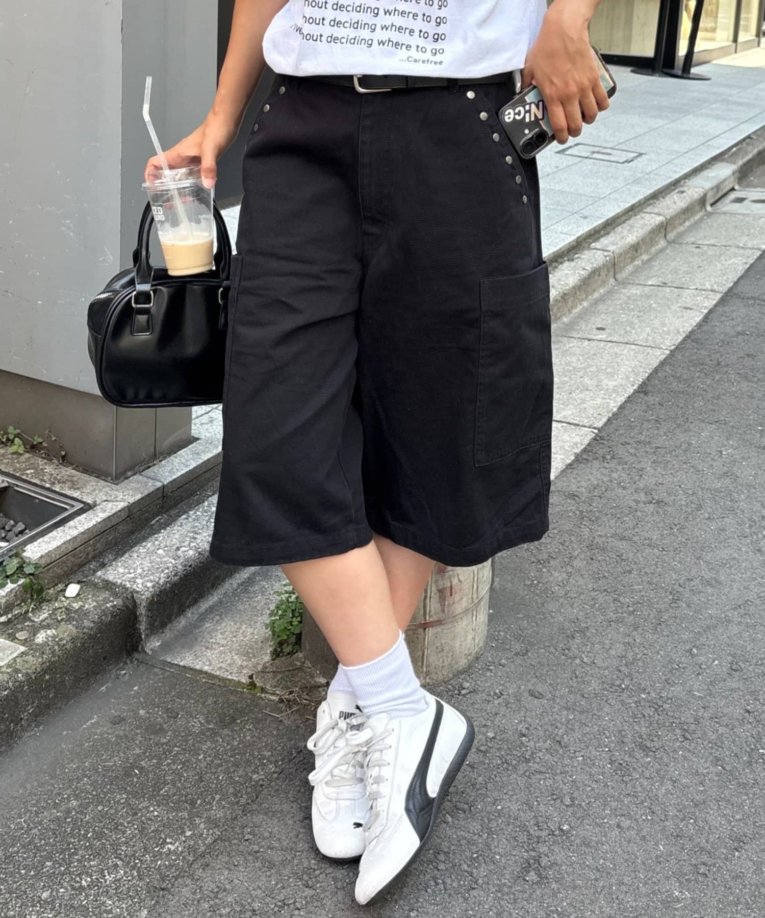 CIAOPANIC TYPY(チャオパニックティピー) 【UNISEX】ハーフスタッズカーゴパンツ