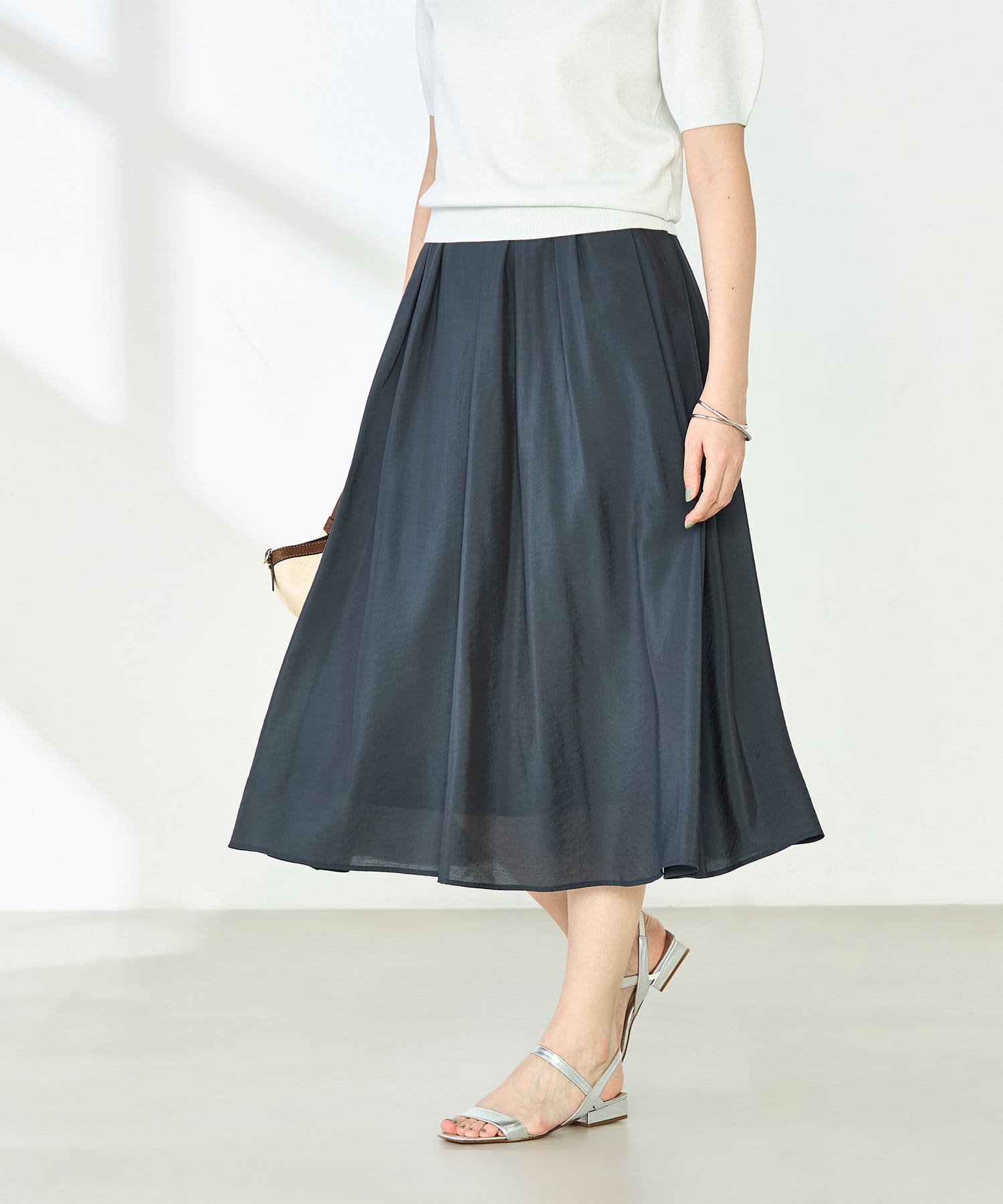 NOLLEY'S(ノーリーズ) 《セットアップ対応》ウォッシャブルシアーローンインゴムギャザースカート