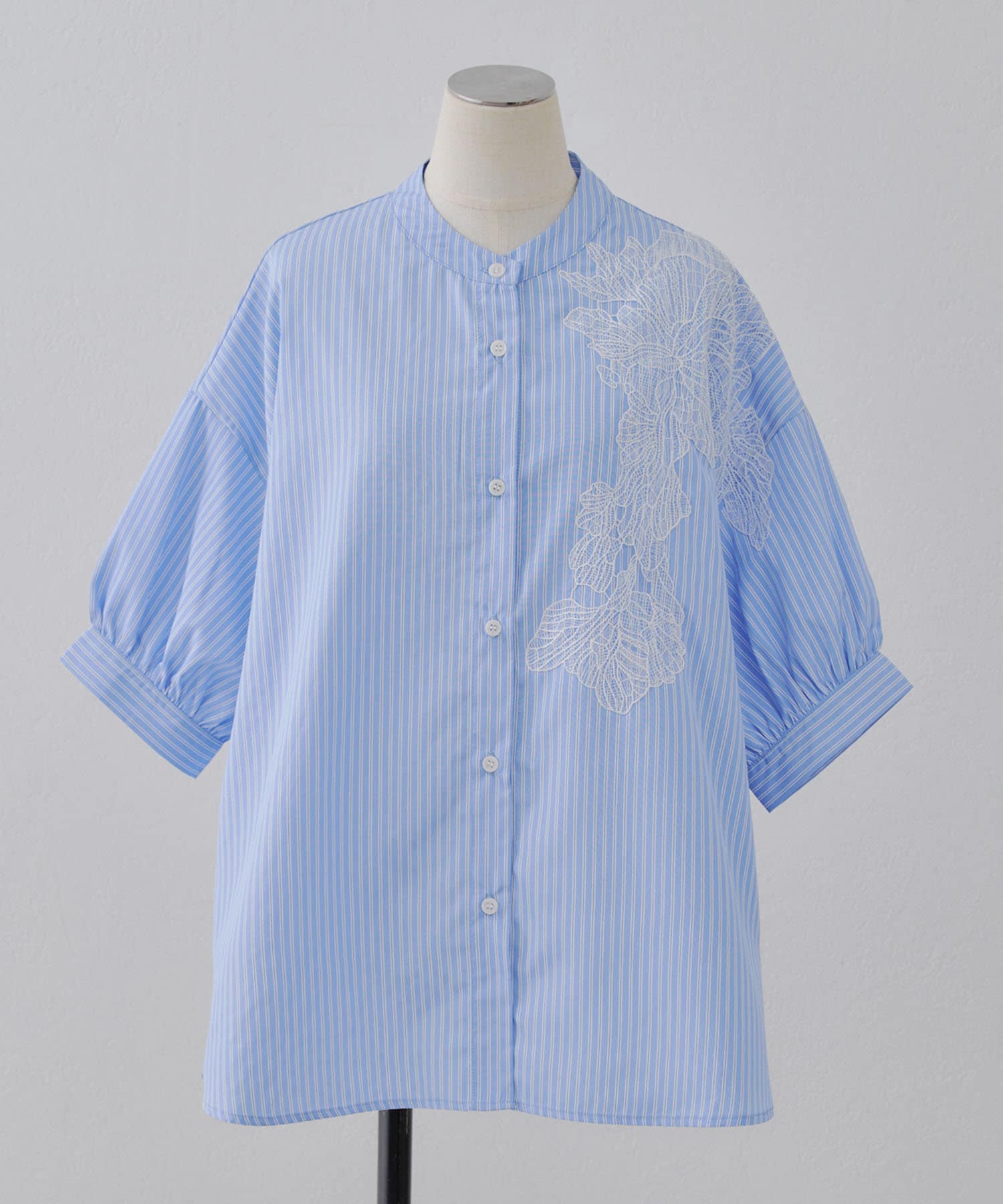 Remind me and forever(リマインドミーアンドフォーエバー) 【NAO】肩レースバンドカラーシャツブラウス