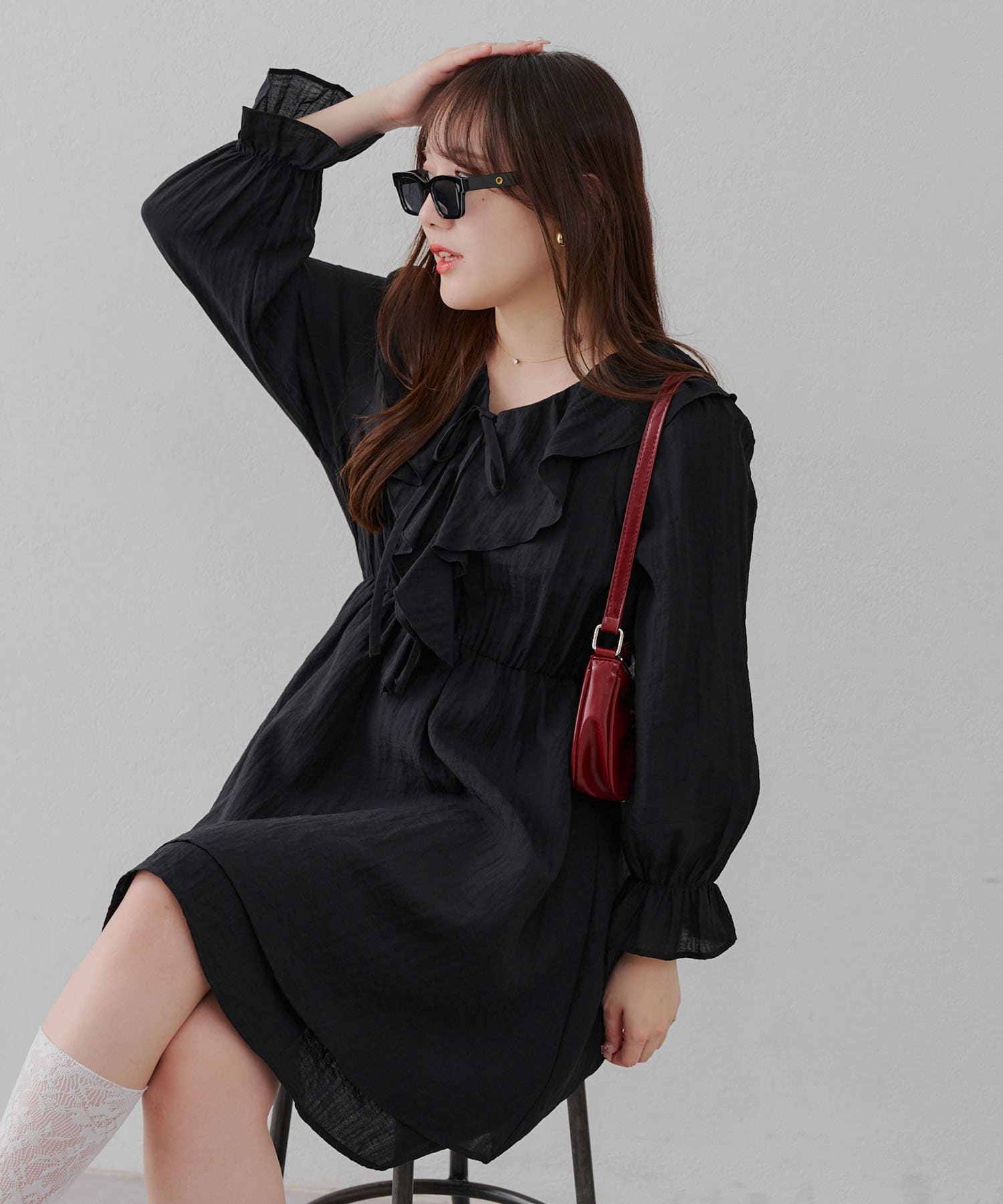 NICE CLAUP / OLIVE des OLIVE OUTLET(ナイスクラップ  / オリーブ デ オリーブ アウトレット) 【RMAF】ラッフルフリルミニワンピース