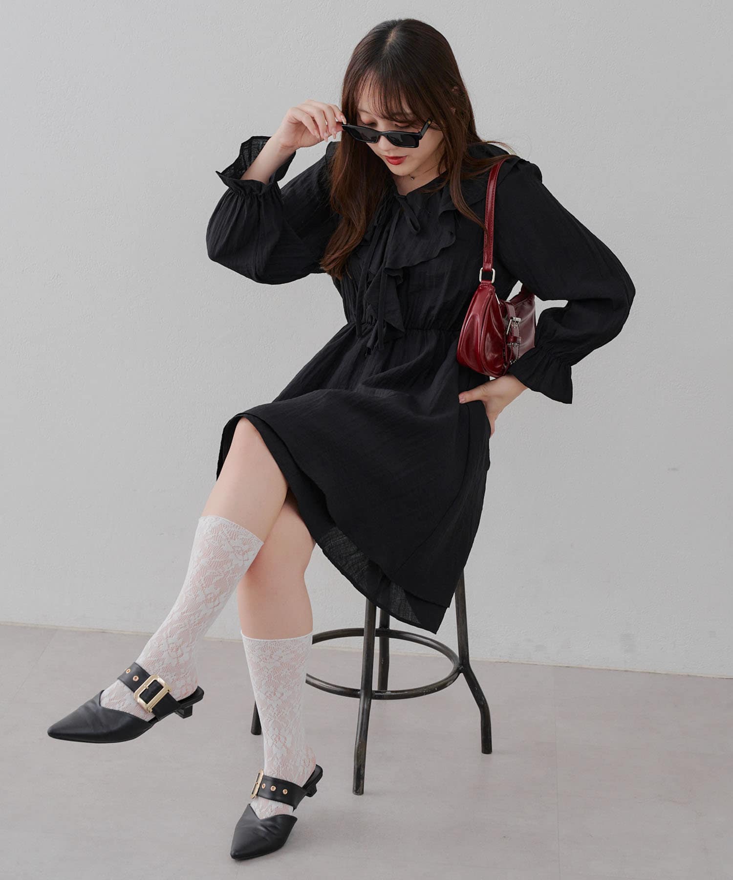 NICE CLAUP / OLIVE des OLIVE OUTLET(ナイスクラップ  / オリーブ デ オリーブ アウトレット) 【RMAF】ラッフルフリルミニワンピース