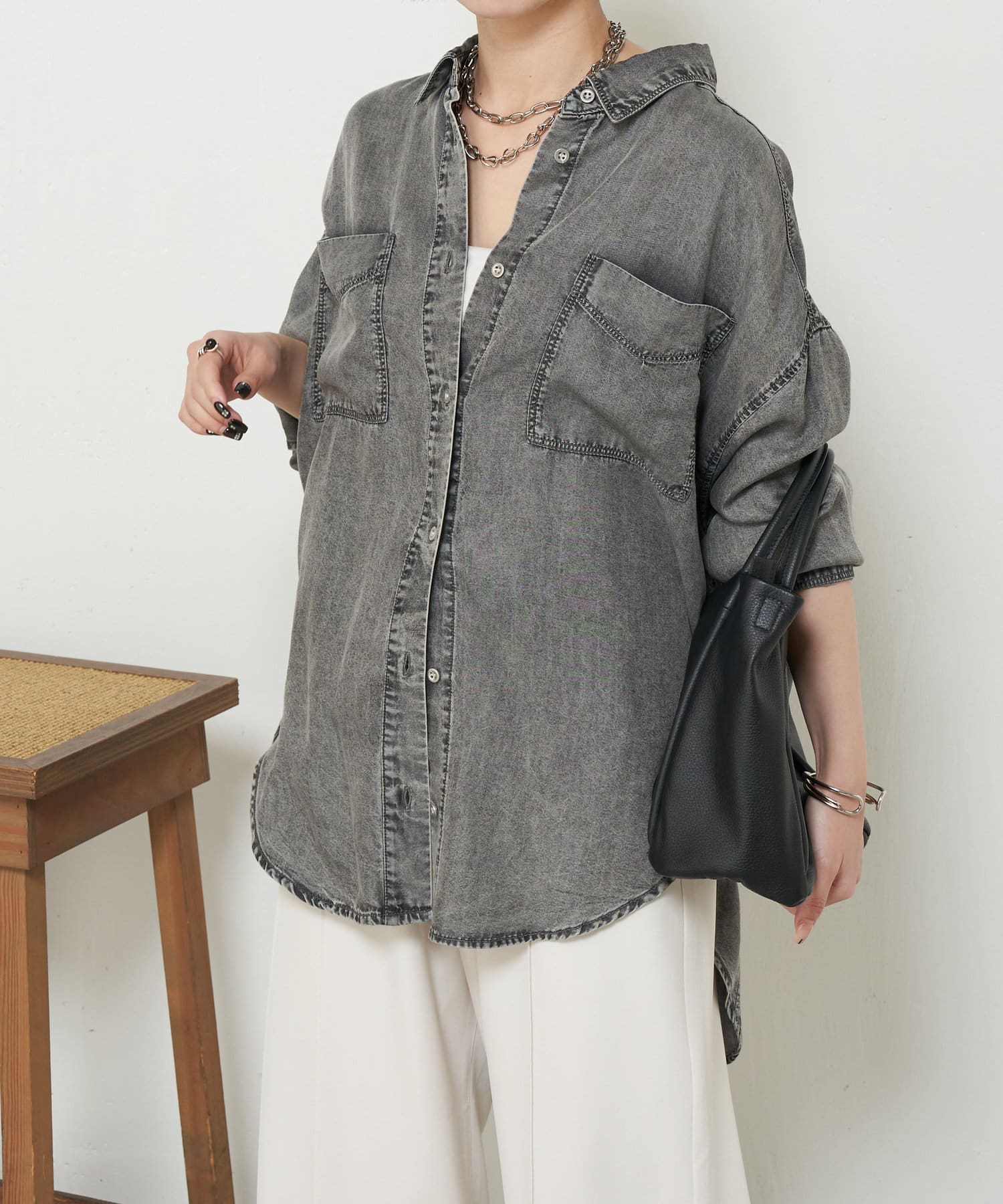 Jena　espace merveilleux(ジェナ　エスパスメルヴェイユ) 【待望のサイズ展開！オールシーズン着れる】テンセルデニムシャツ