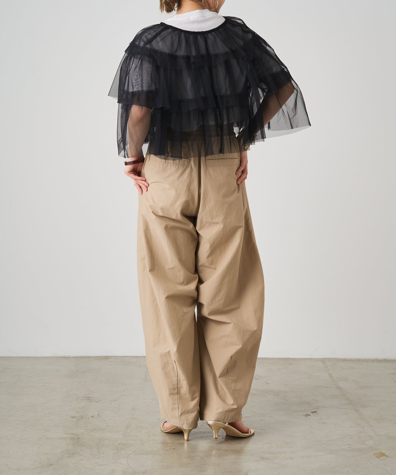 OUTLET(アウトレット) 【Omekashi】チュールティアードブラウス