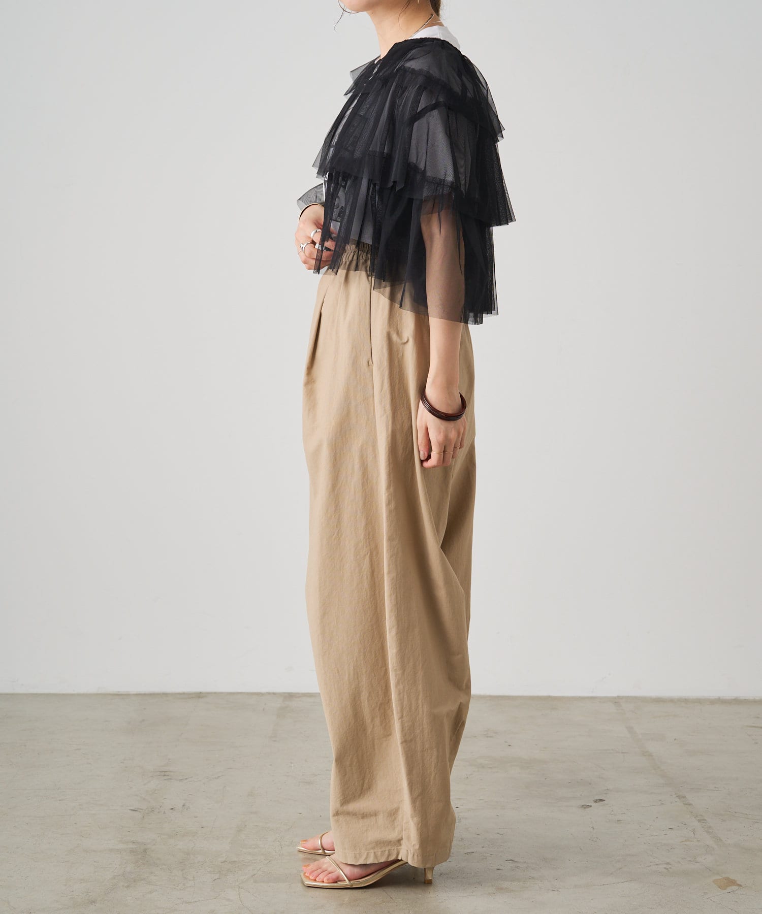 OUTLET(アウトレット) 【Omekashi】チュールティアードブラウス