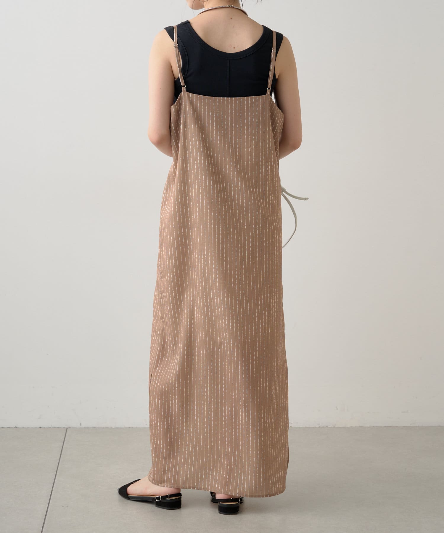 OUTLET(アウトレット) 【Omekashi】ドットストライプキャミワンピース