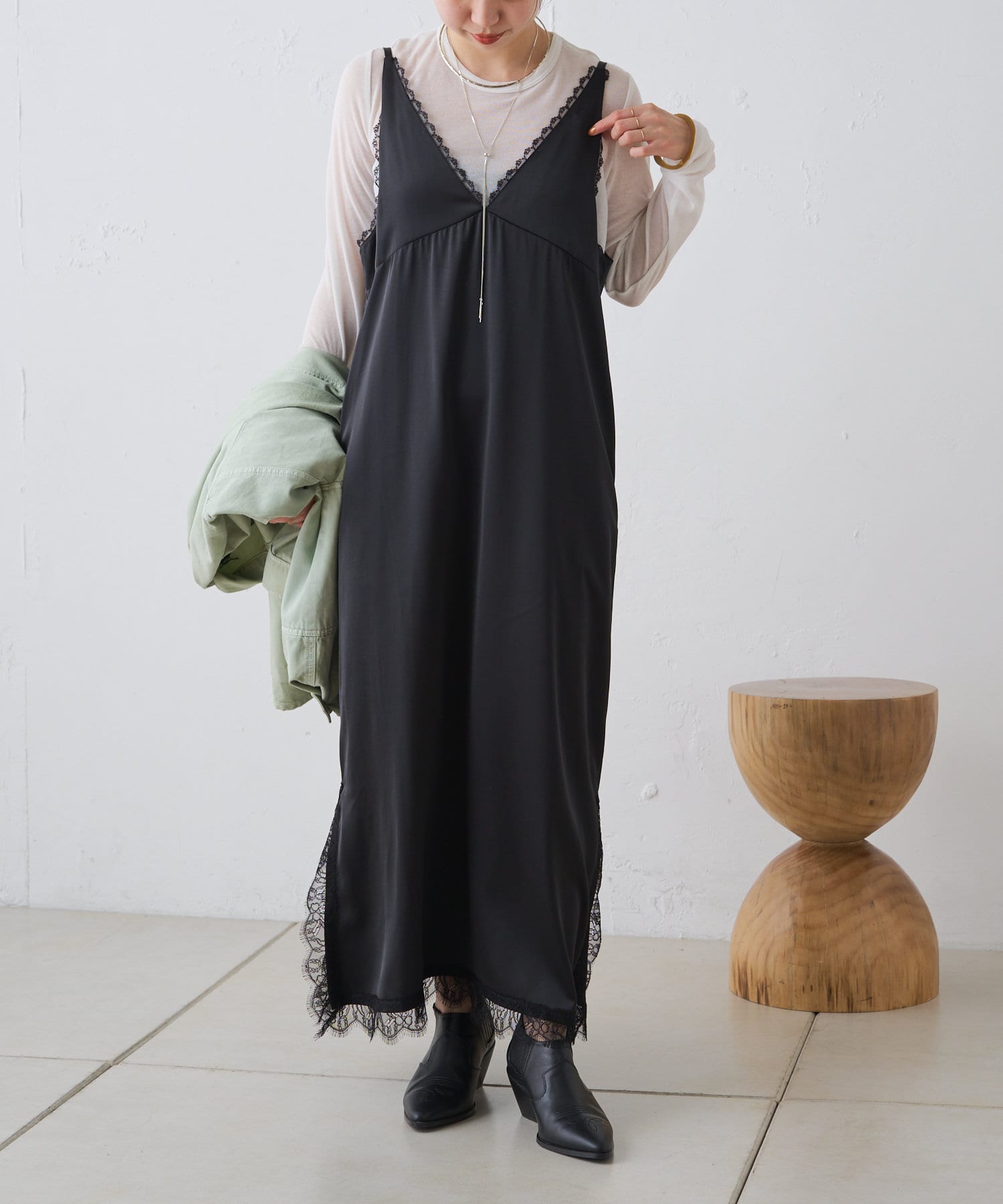 OUTLET(アウトレット) 【Omekashi】レースキャミワンピース