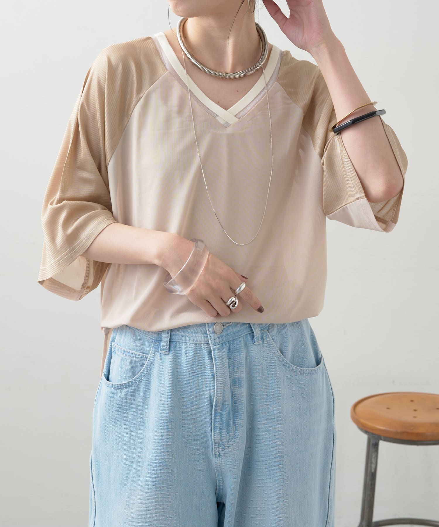 OUTLET(アウトレット) 【Omekashi】シアーベースボールTEE