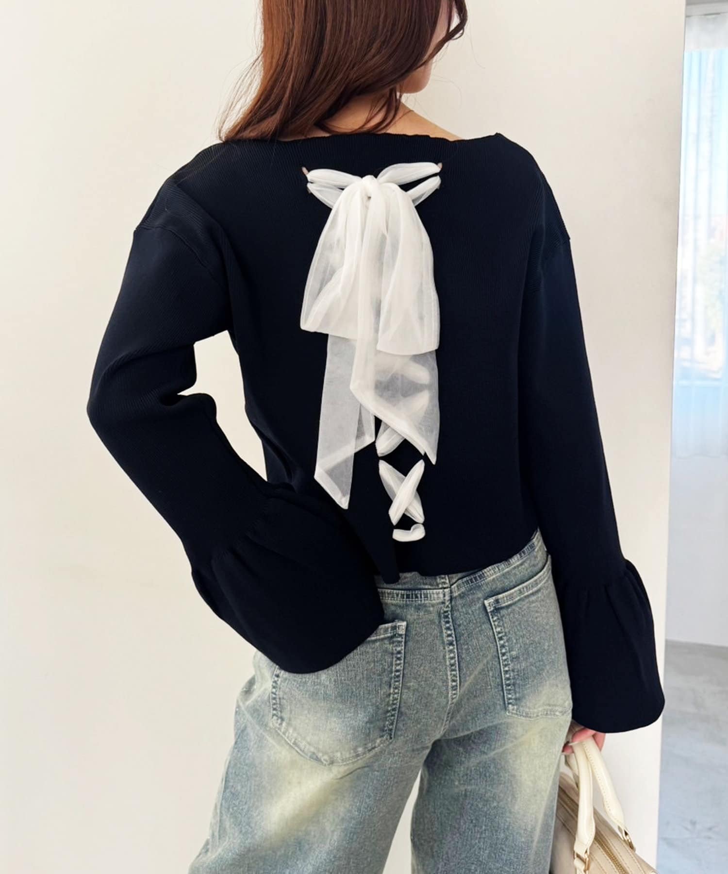 NICE CLAUP / OLIVE des OLIVE OUTLET(ナイスクラップ  / オリーブ デ オリーブ アウトレット) 【one after another】レースアップニット