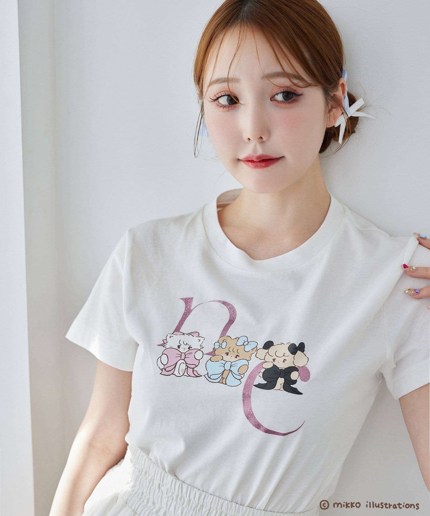 one after another NICE CLAUP(ワンアフターアナザー ナイスクラップ) 【mikko コラボ】プリントTシャツ