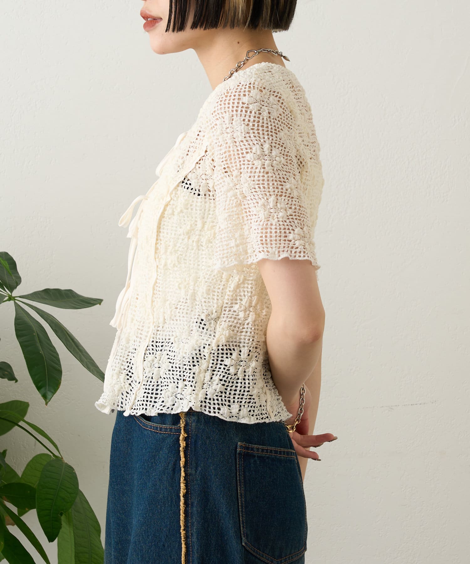 フラワーメッシュリボンブラウス | w closet(ダブルクローゼット