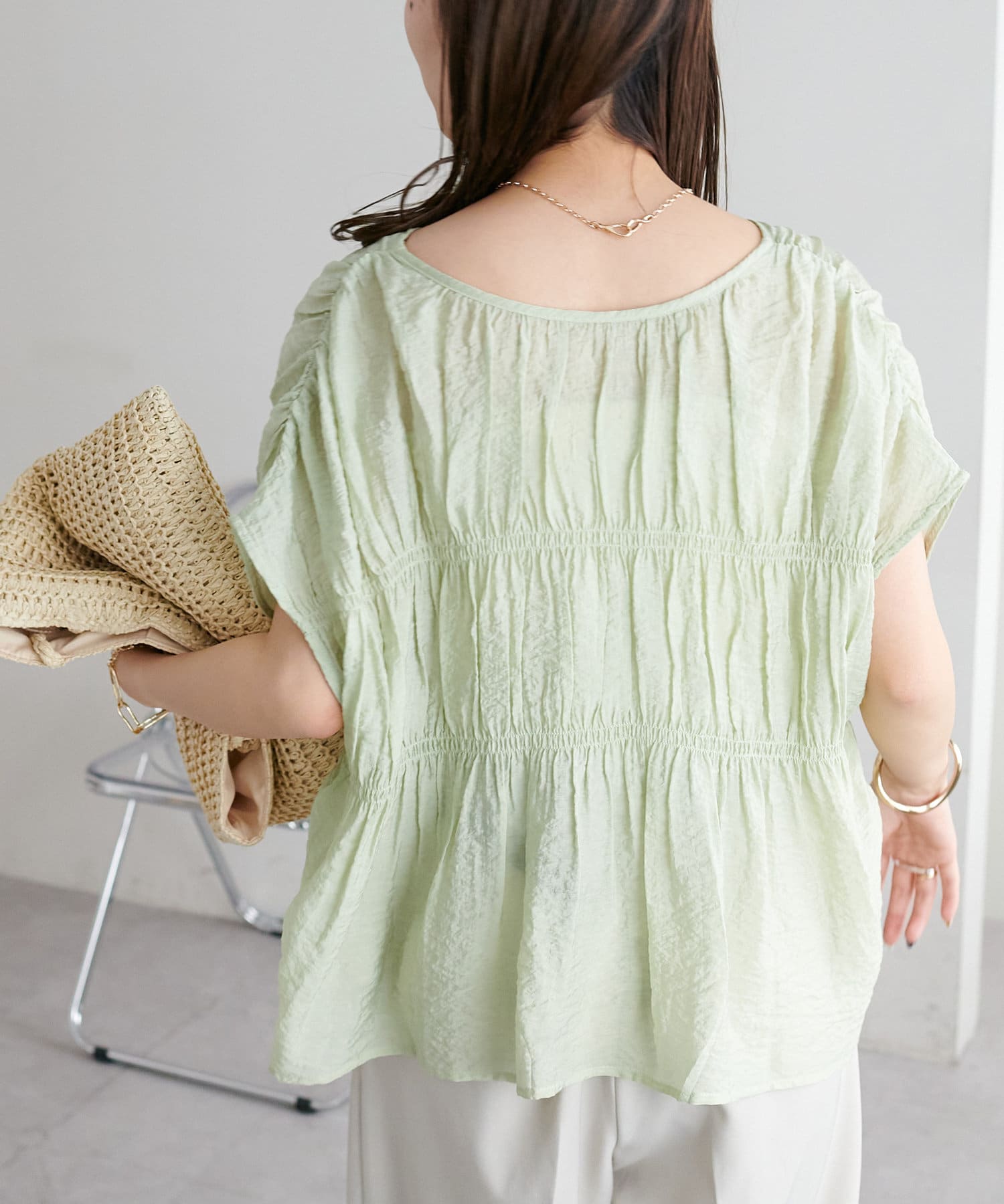 DISCOAT(ディスコート) 【新色追加!/WEB限定】前後2WAYシャーリングフレンチブラウス