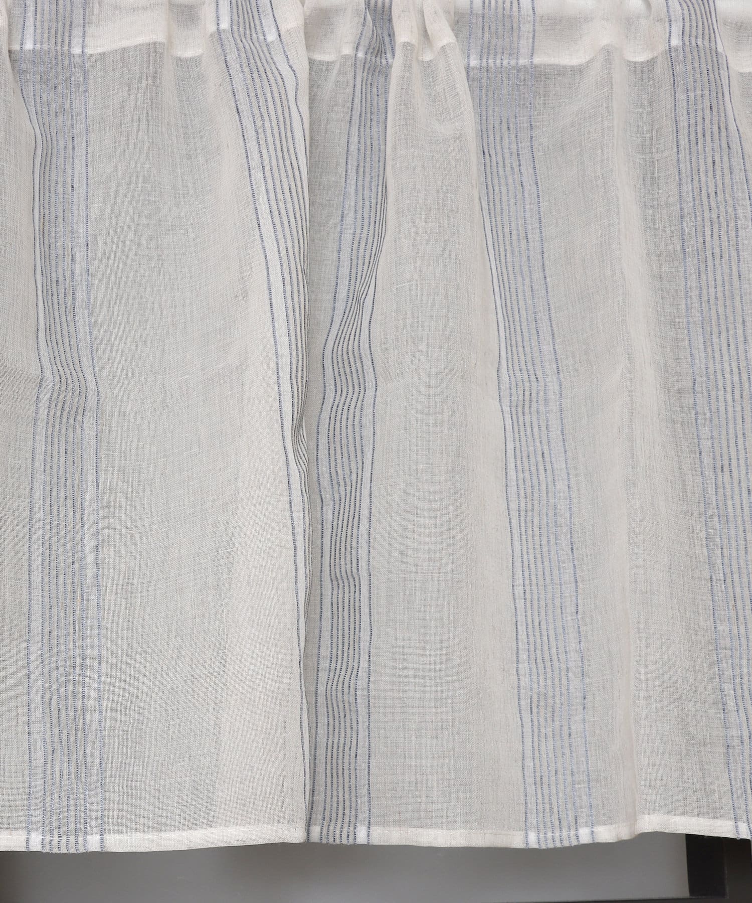 3COINS(スリーコインズ) 麻混ラインカフェカーテン：45×105cm