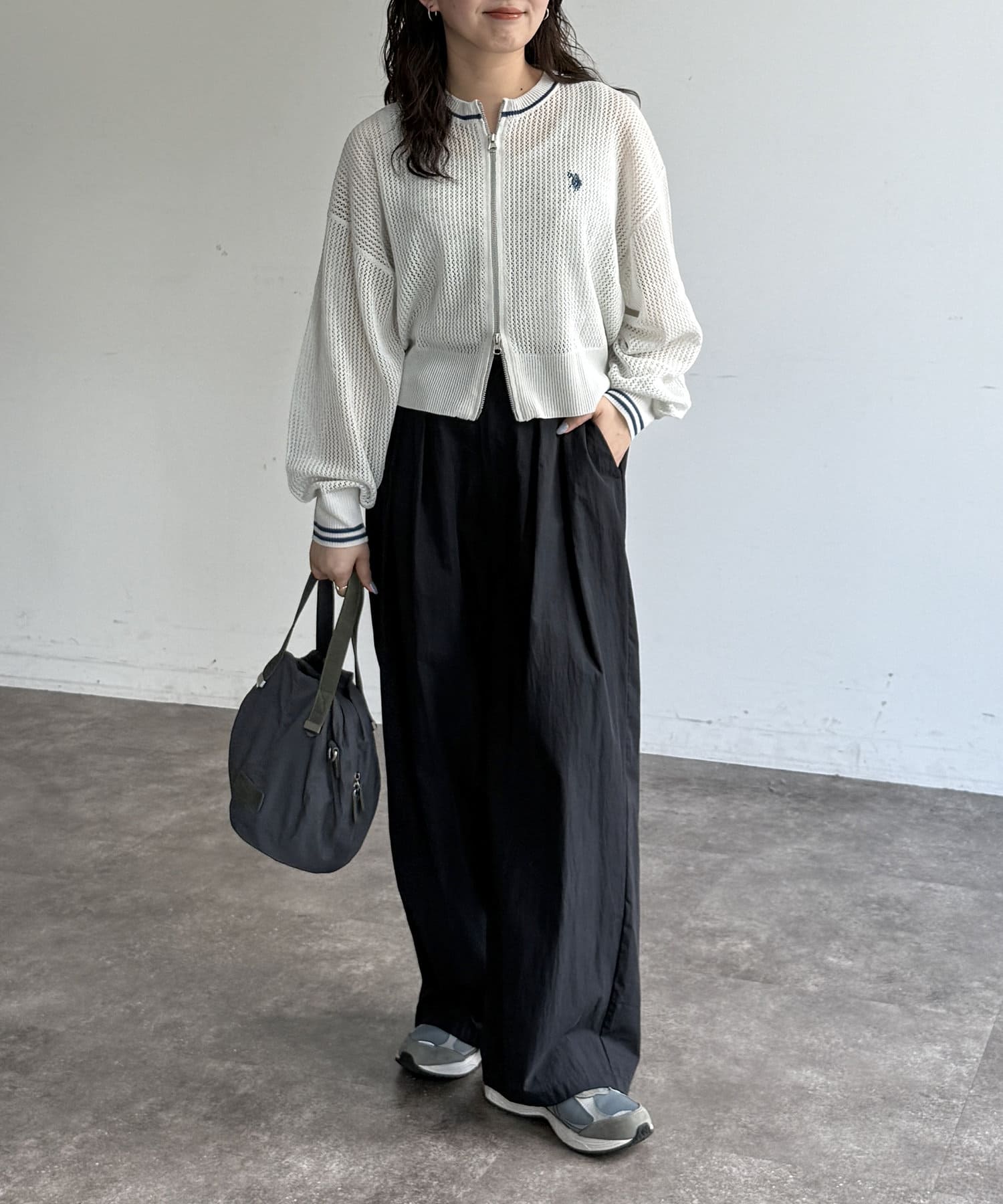CPCM(シーピーシーエム) 【U.S. POLO ASSN.】クルーネックメッシュカーディガン