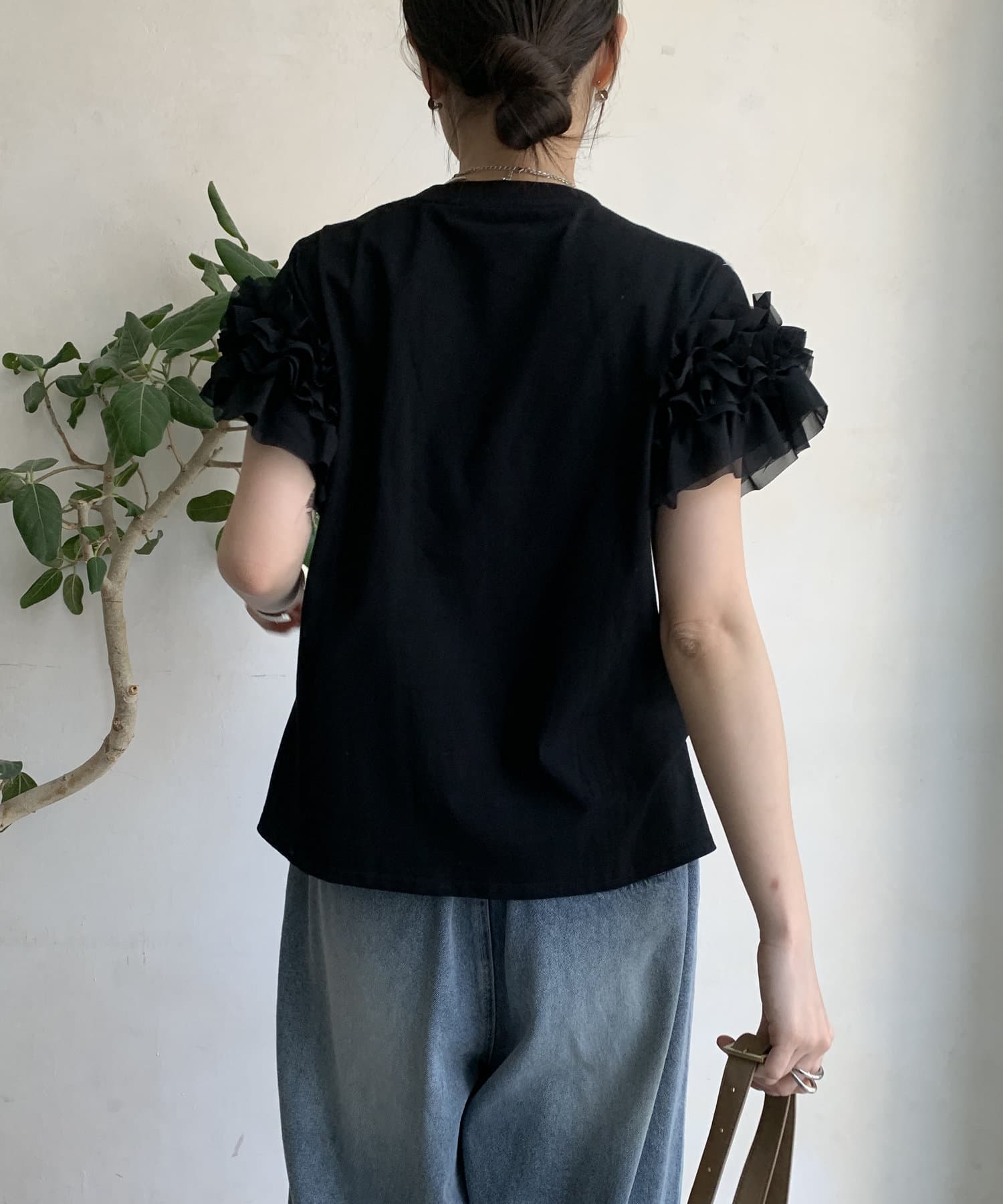 DOUDOU(ドゥドゥ) 【WEB限定】袖アシメフリルTEE