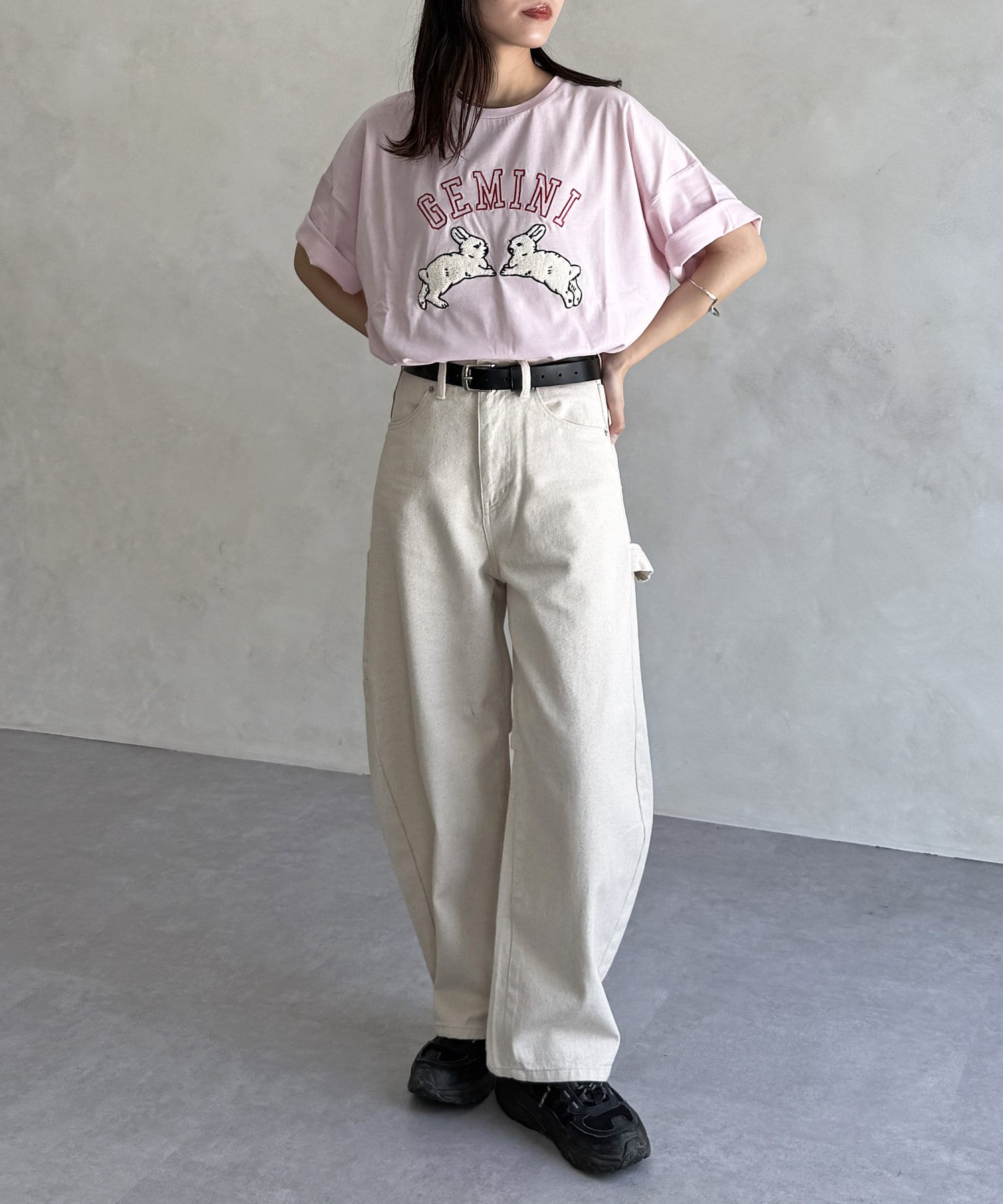 CPCM(シーピーシーエム) うさぎサガラ刺繍ビッグT